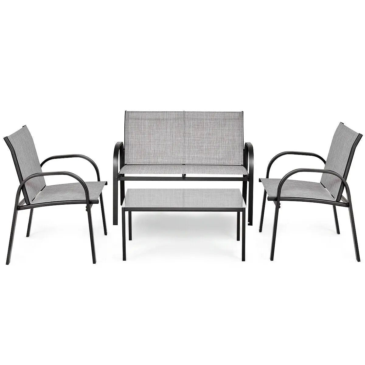4 Pieces Patio Furniture Set with Glass Top Coffee Table by DirectDeals
