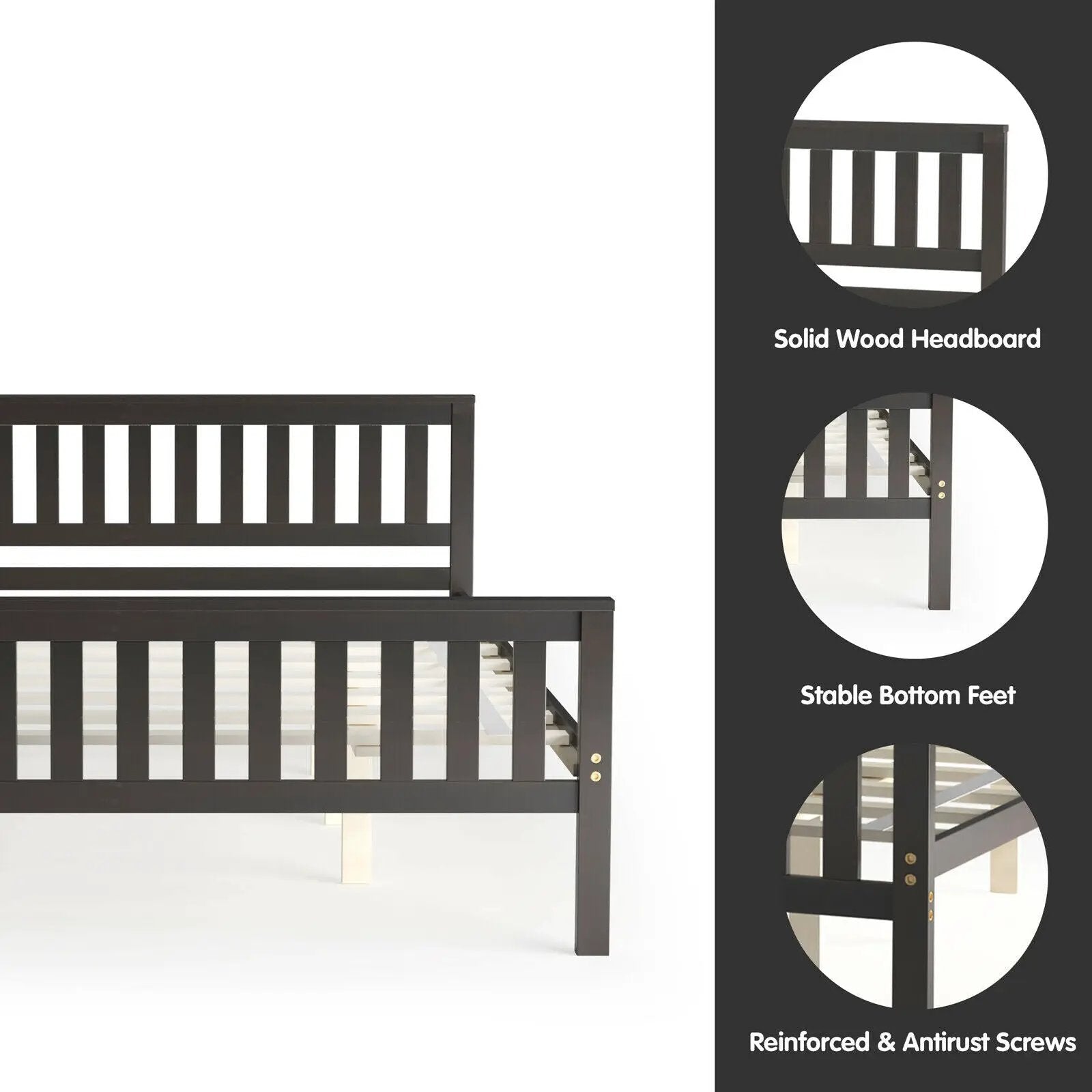 Queen Wood Platform Bed with Headboard by DirectDeals