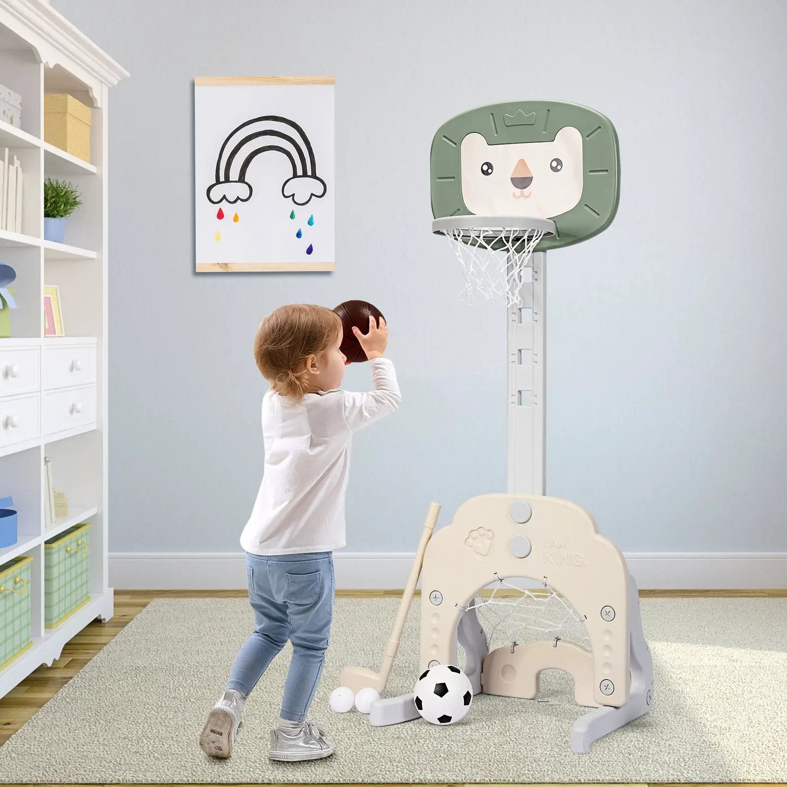 3-in-1 Adjustable Kids Basketball Hoop Sports Set by DirectDeals