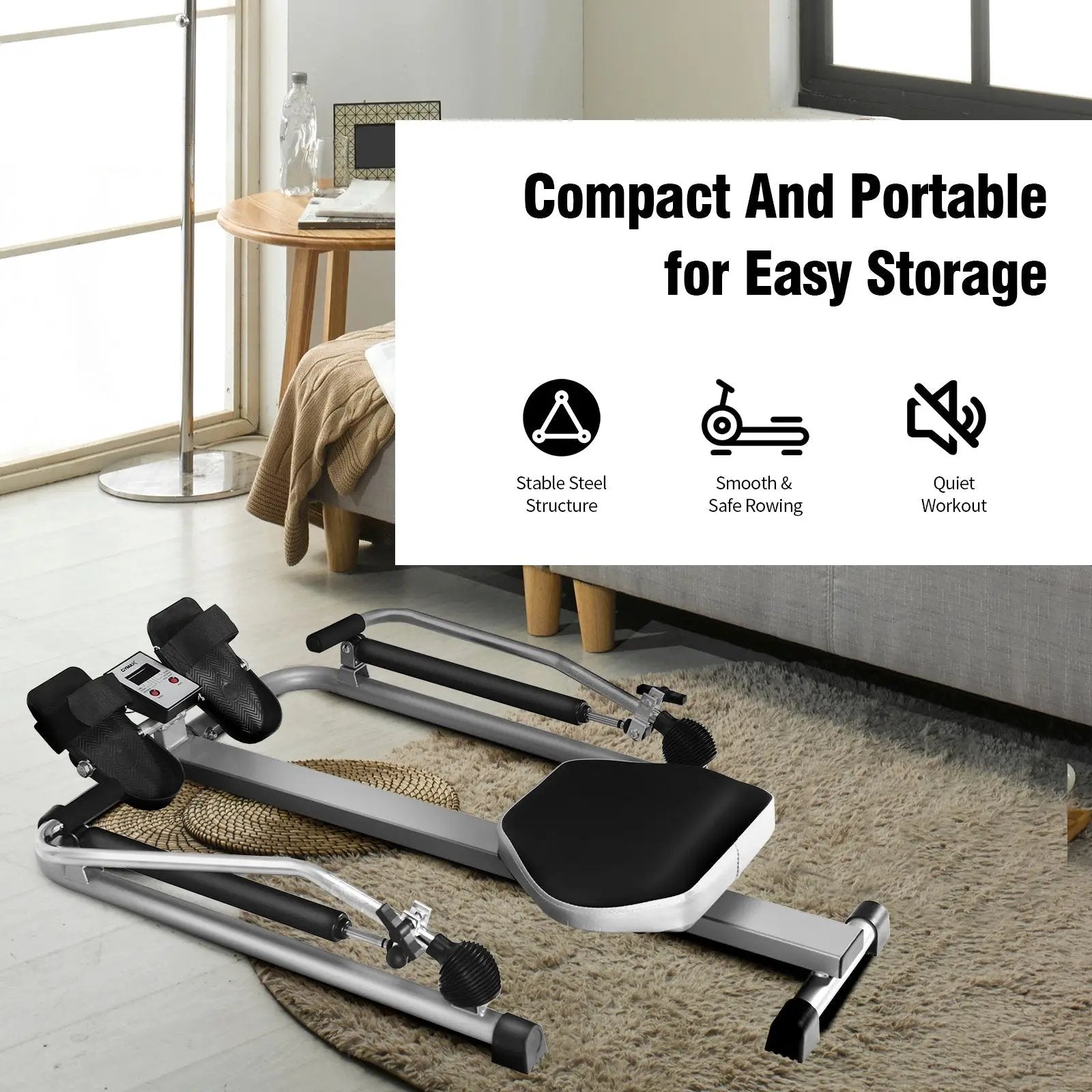 Exercise Adjustable Double Hydraulic Resistance Rowing Machine by DirectDeals