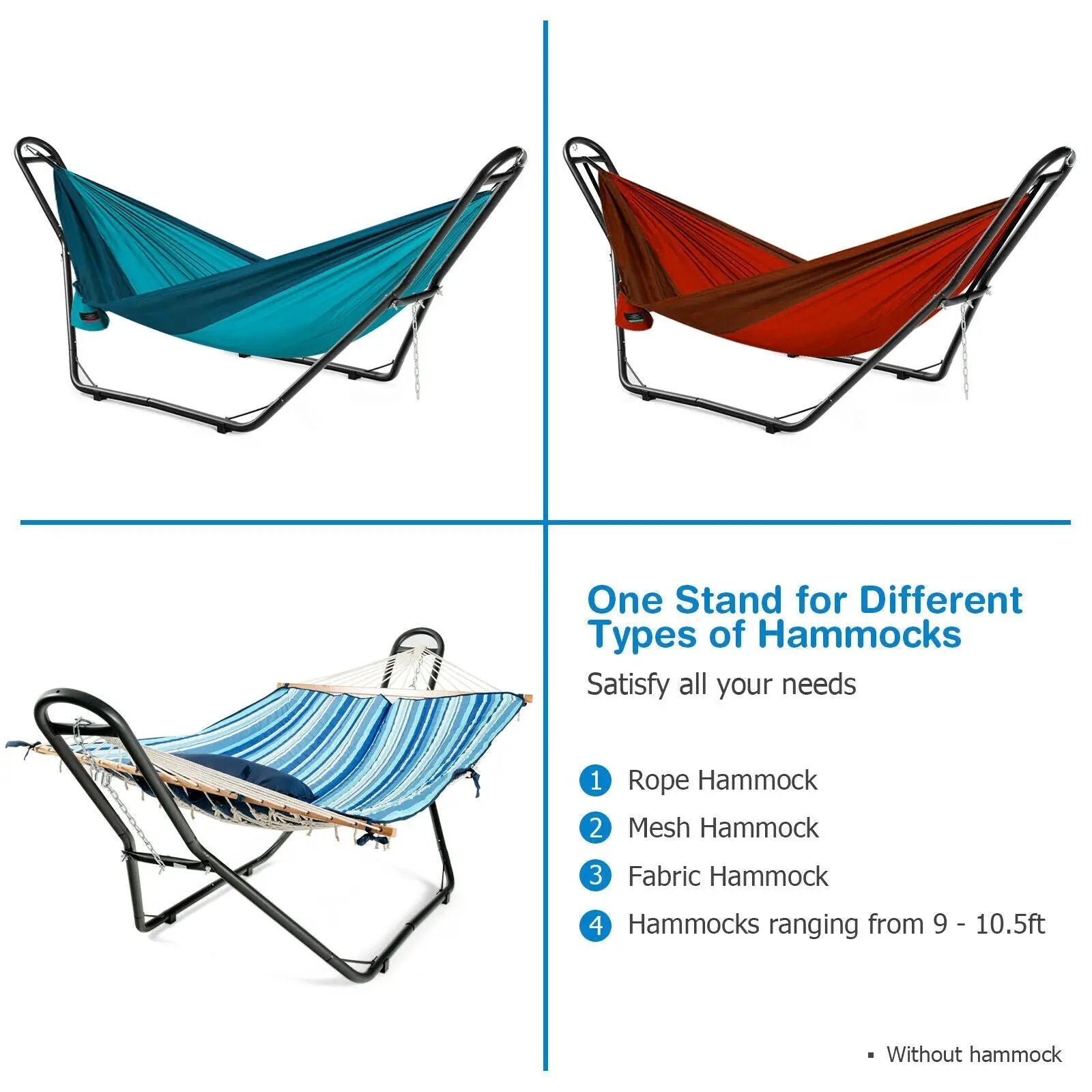 Hammock Stand Heavy Duty Steel Frame with Adjustable Chains by DirectDeals