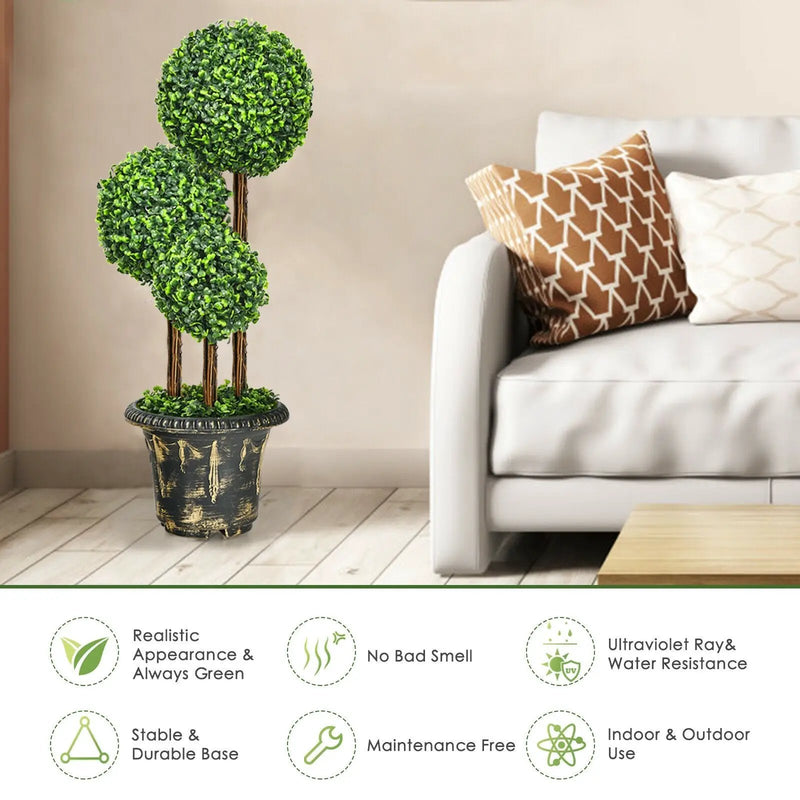 36-Inch Artificial Topiary Triple Ball Tree for Indoor and Outdoor by DirectDeals