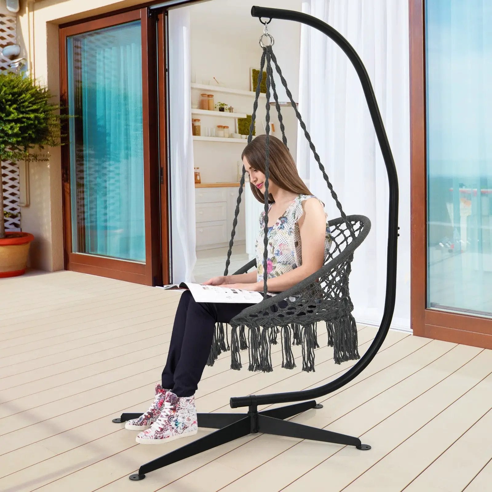 Solid Steel C Hammock Frame Stand by DirectDeals