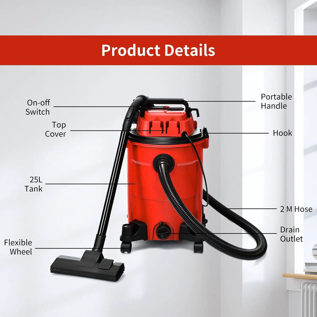3 in 1 6.6 Gallon 4.8 Peak HP Wet Dry Vacuum Cleaner with Blower, photo 12 of 16