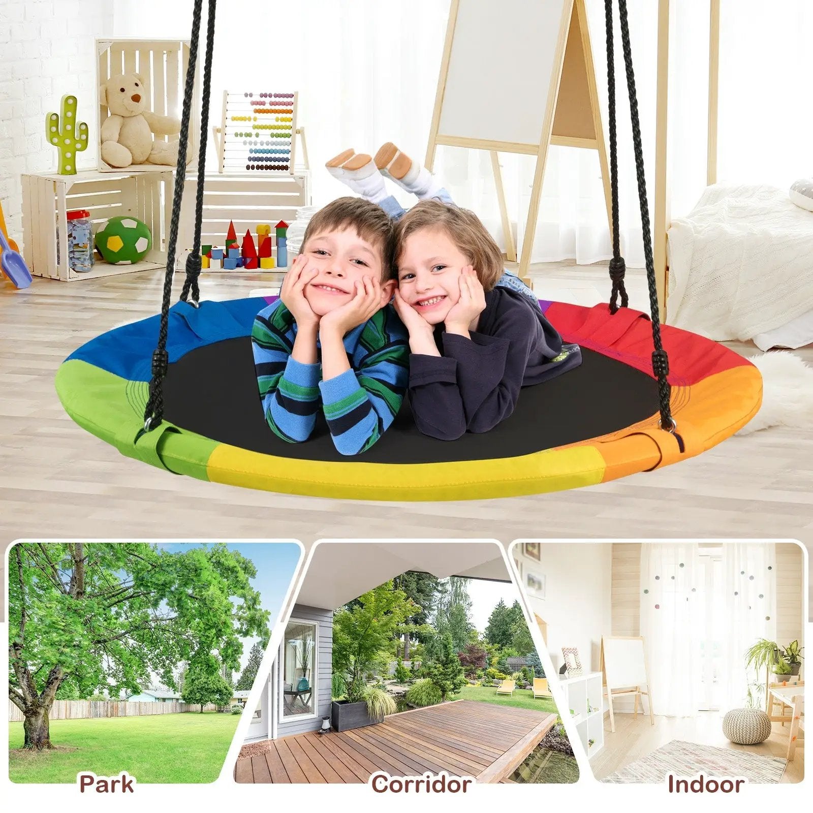 40-Inch Flying Saucer Tree Swing Outdoor Play Set with Easy Installation Process for Kids by DirectDeals
