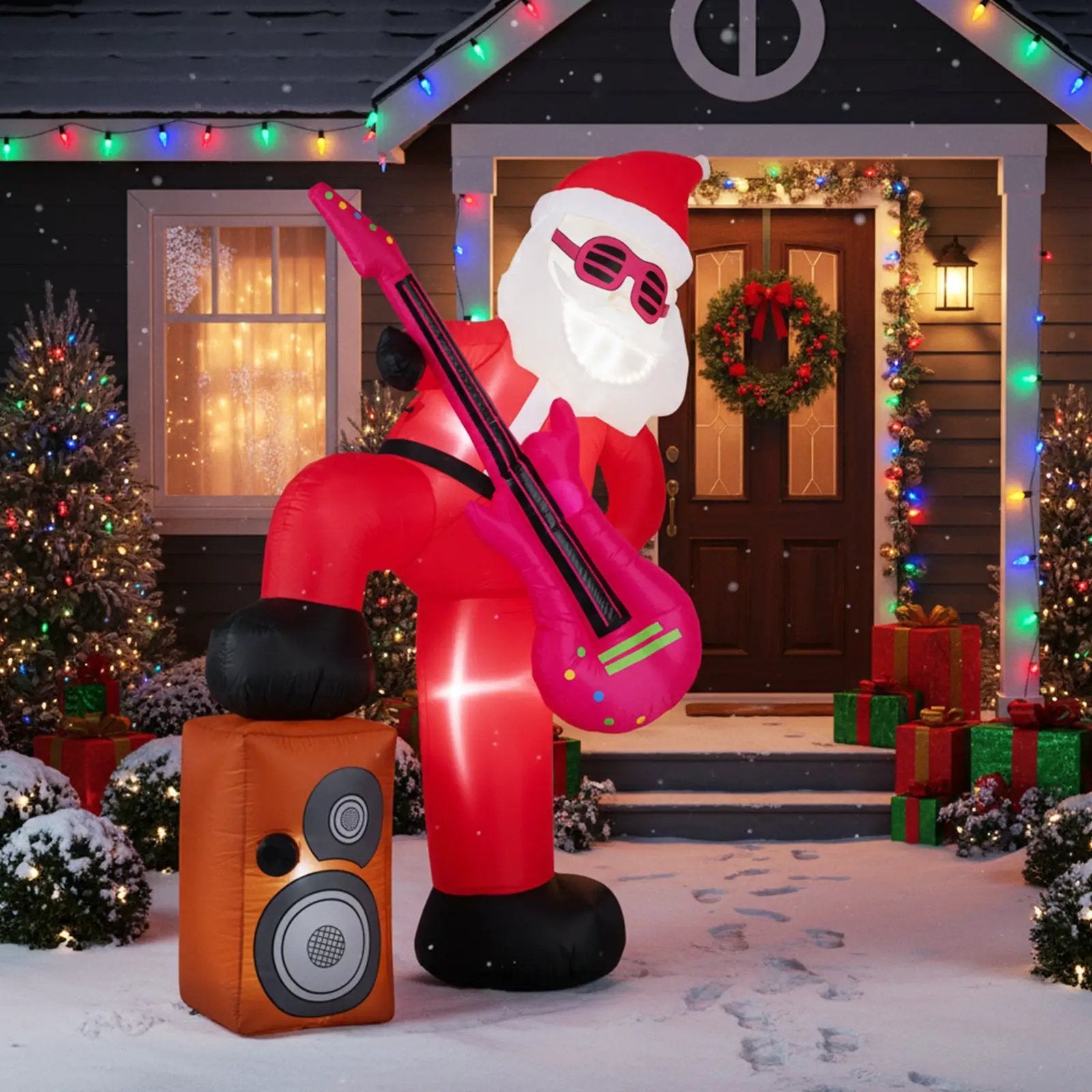 8.4 ft Inflatable Santa Claus with Sound-synced Light Effect and LED Lights by DirectDeals