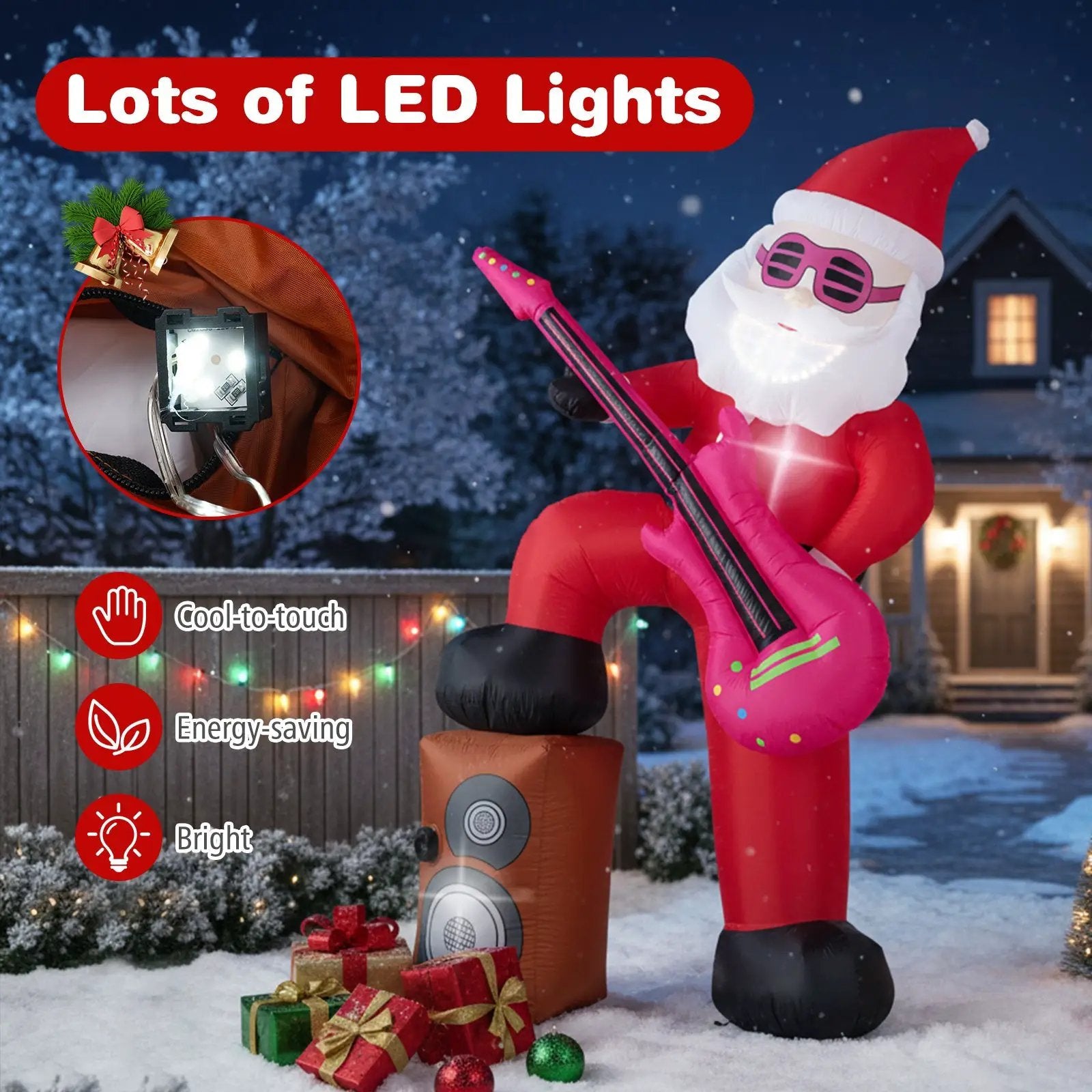8.4 ft Inflatable Santa Claus with Sound-synced Light Effect and LED Lights by DirectDeals