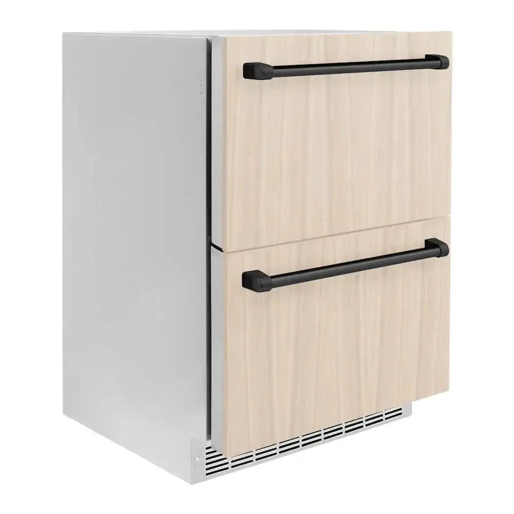 ZLINE 24" Touchstone 168 Can Outdoor-Rated Dual Refrigerator Drawer, Panel Matte Black, RDSPOZ-24-MB by Farmhouse Kitchen and Bath
