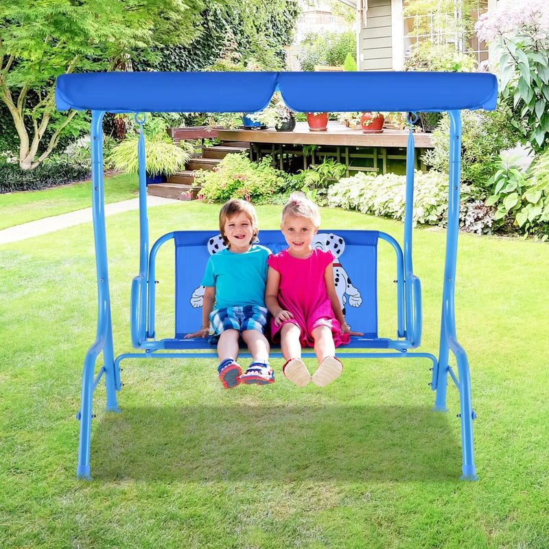 Outdoor Kids Patio Swing Bench with Canopy 2 Seats by DirectDeals