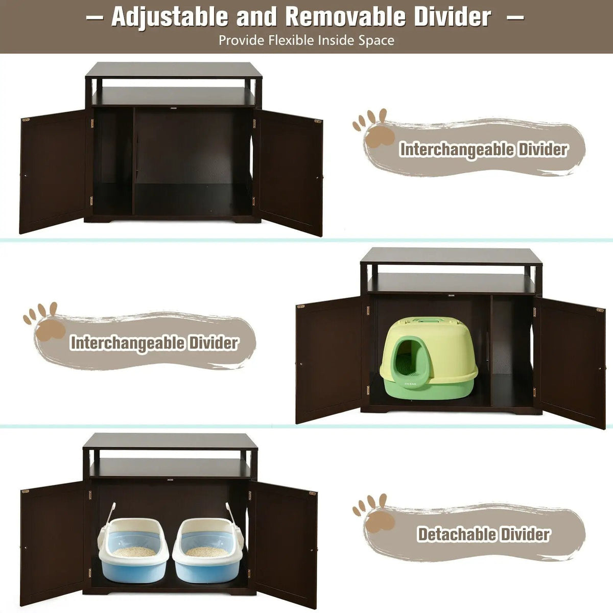 Wooden Cat Litter Box Enclosure Hidden Cat Washroom with Storage Layer, photo 6 of 10