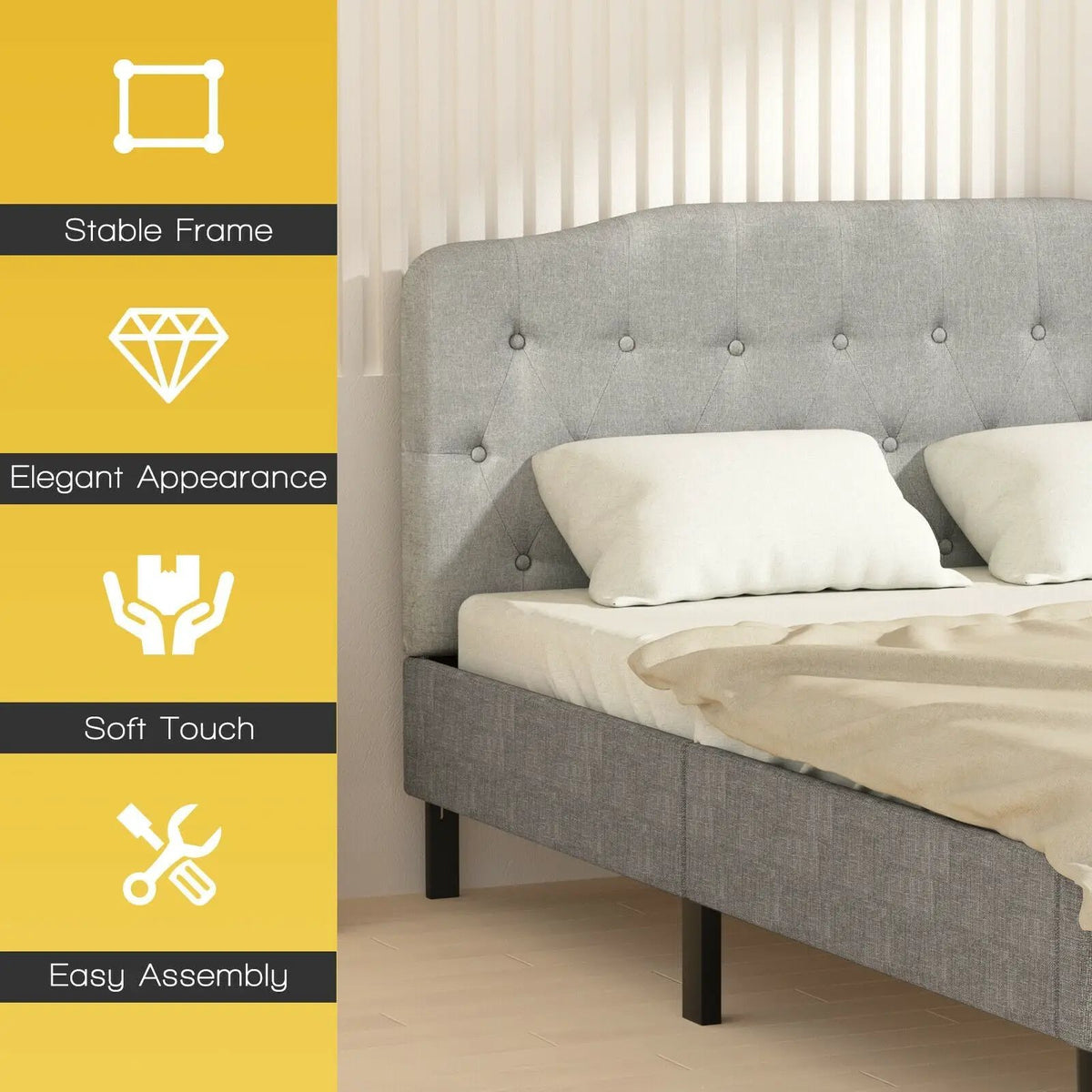 Queen Upholstered Headboard with Adjustable Heights, photo 8 of 9