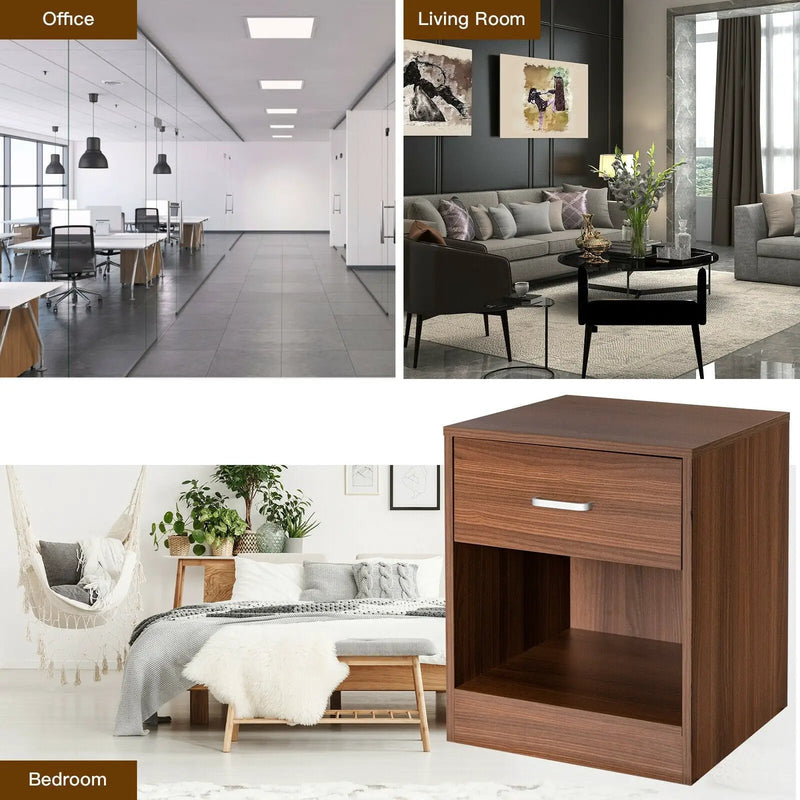2 Pieces Nightstand with Storage Drawer and Cabinet by DirectDeals