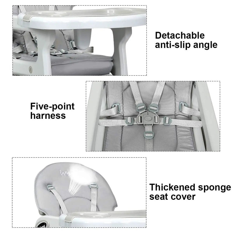 3-in-1 Baby High Chair with Lockable Universal Wheels by DirectDeals