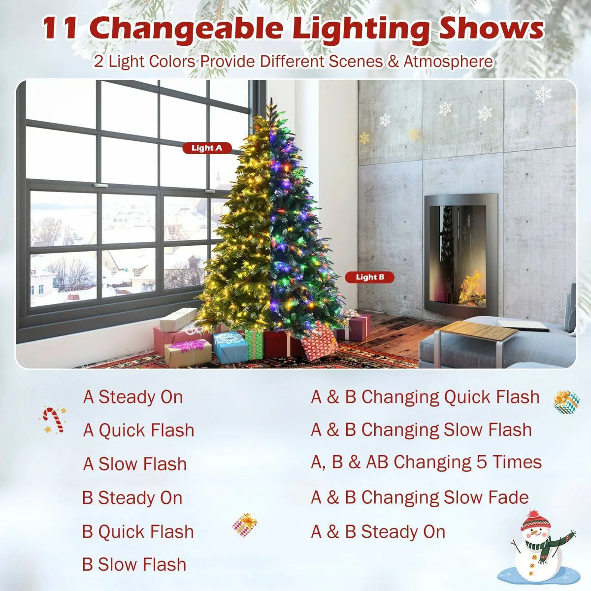 Pre-Lit Snowy Christmas Hinged Tree with Multi-Color Lights, photo 31 of 32