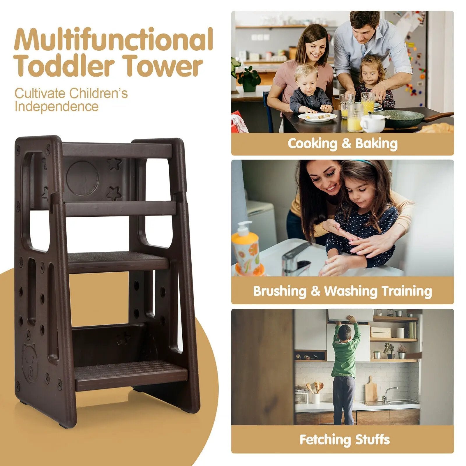 Kids Kitchen Step Stool with Double Safety Rails by DirectDeals