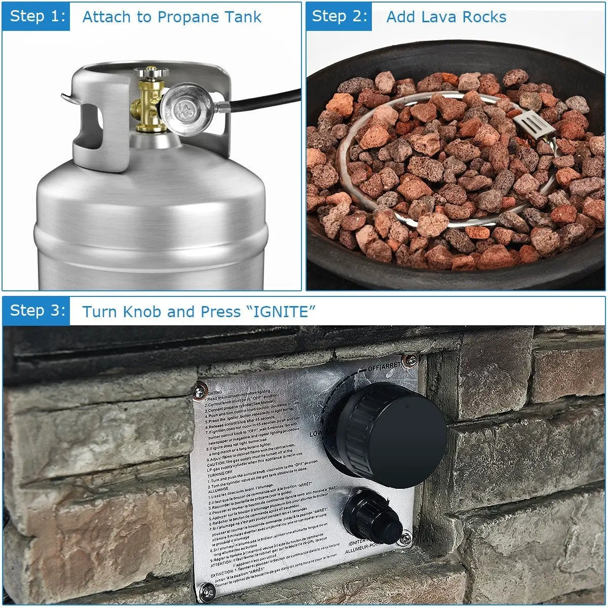 40000BTU Outdoor Propane Burning Fire Bowl Column Realistic Look Firepit Heater, photo 12 of 16