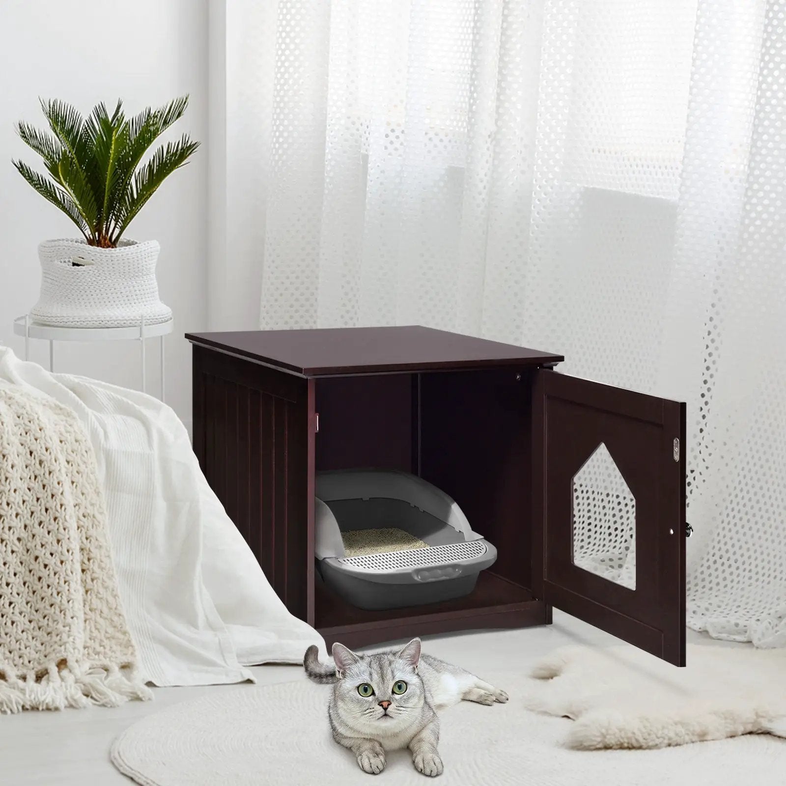 Sidetable Nightstand Weatherproof Multi-function Cat House by DirectDeals