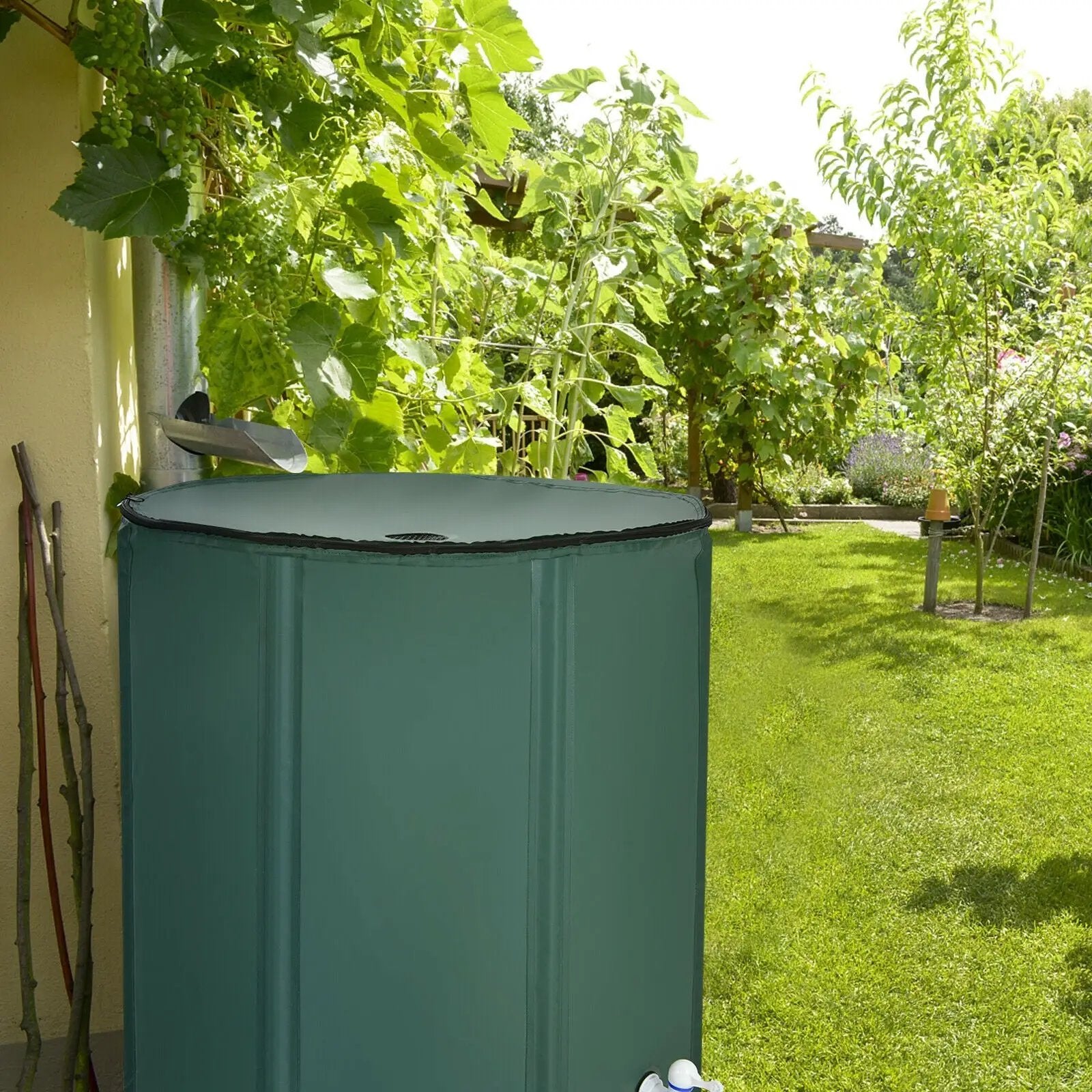 100 Gallon Portable Rain Barrel Water Collector Tank with Spigot Filter by DirectDeals