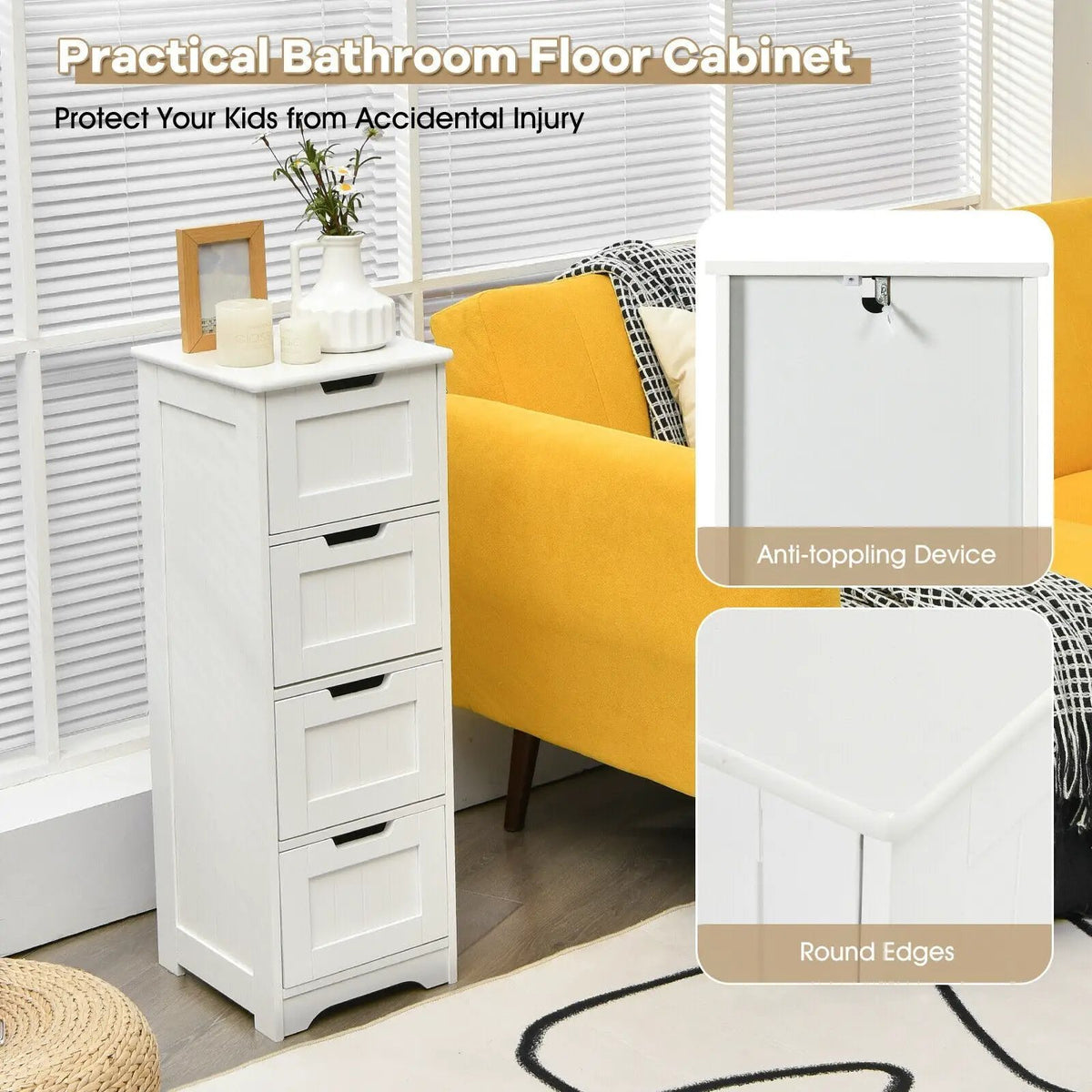 Free-Standing Side Storage Organizer with 4 Drawers, photo 15 of 16