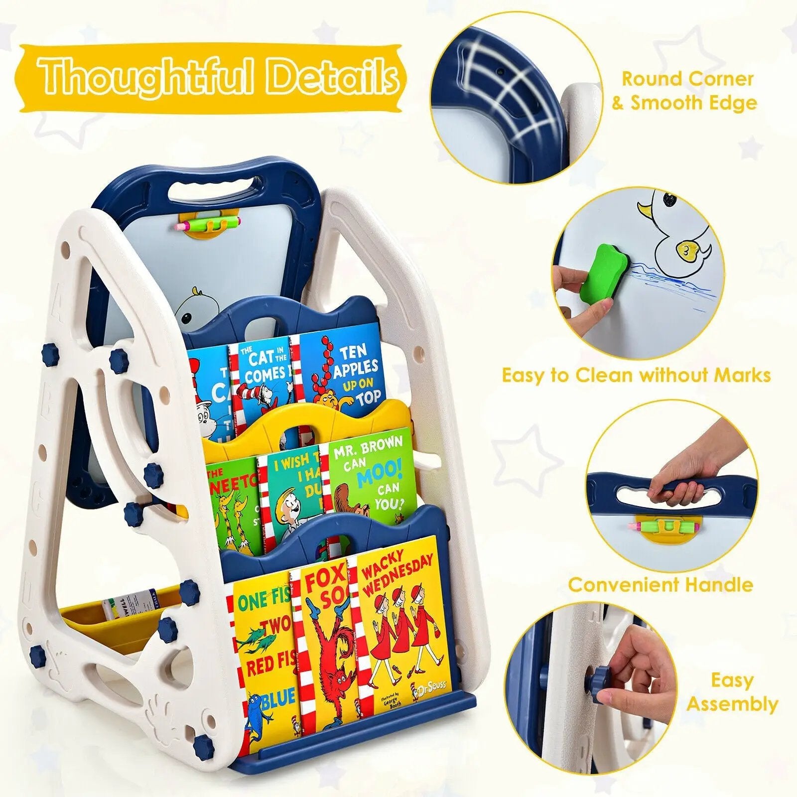 3-in-1 Kids Art Easel Double-Sided Tabletop Easel with Art Accessories by DirectDeals