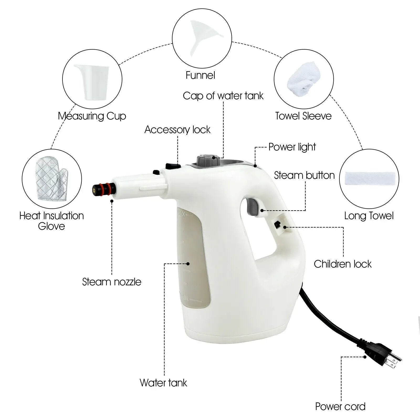 1400W Multipurpose Pressurized Steam Cleaner With 17 Pieces Accessories by DirectDeals