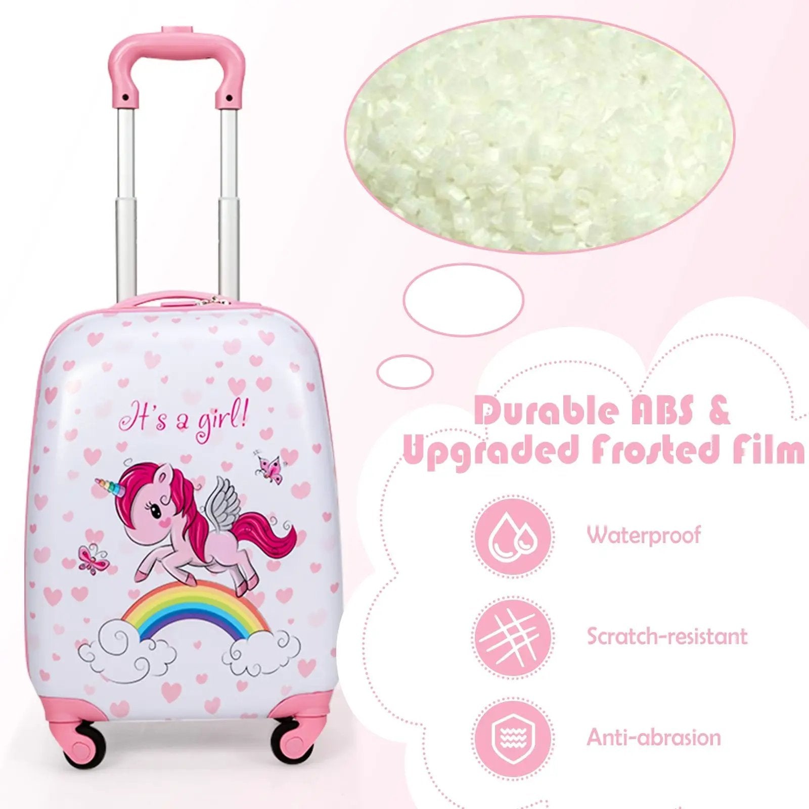 2 Pieces Kids Luggage Set 12 Inch Backpack and 16 Inch Kid Carry on Suitcase with Wheels by DirectDeals
