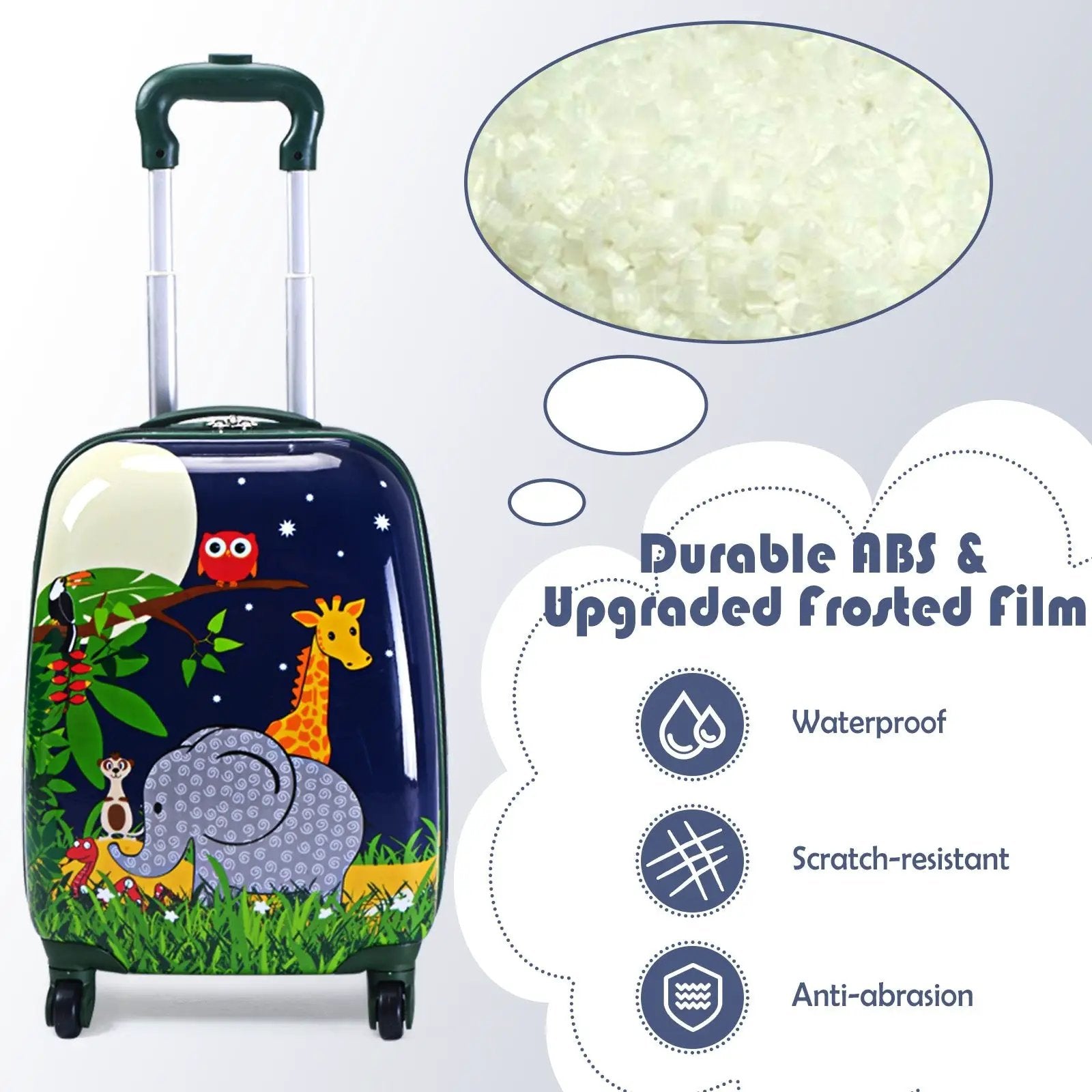 2 Pieces 12 Inch and 16 Inch Kids Carry on Suitcase Rolling Backpack School Luggage Set-Elephant by DirectDeals