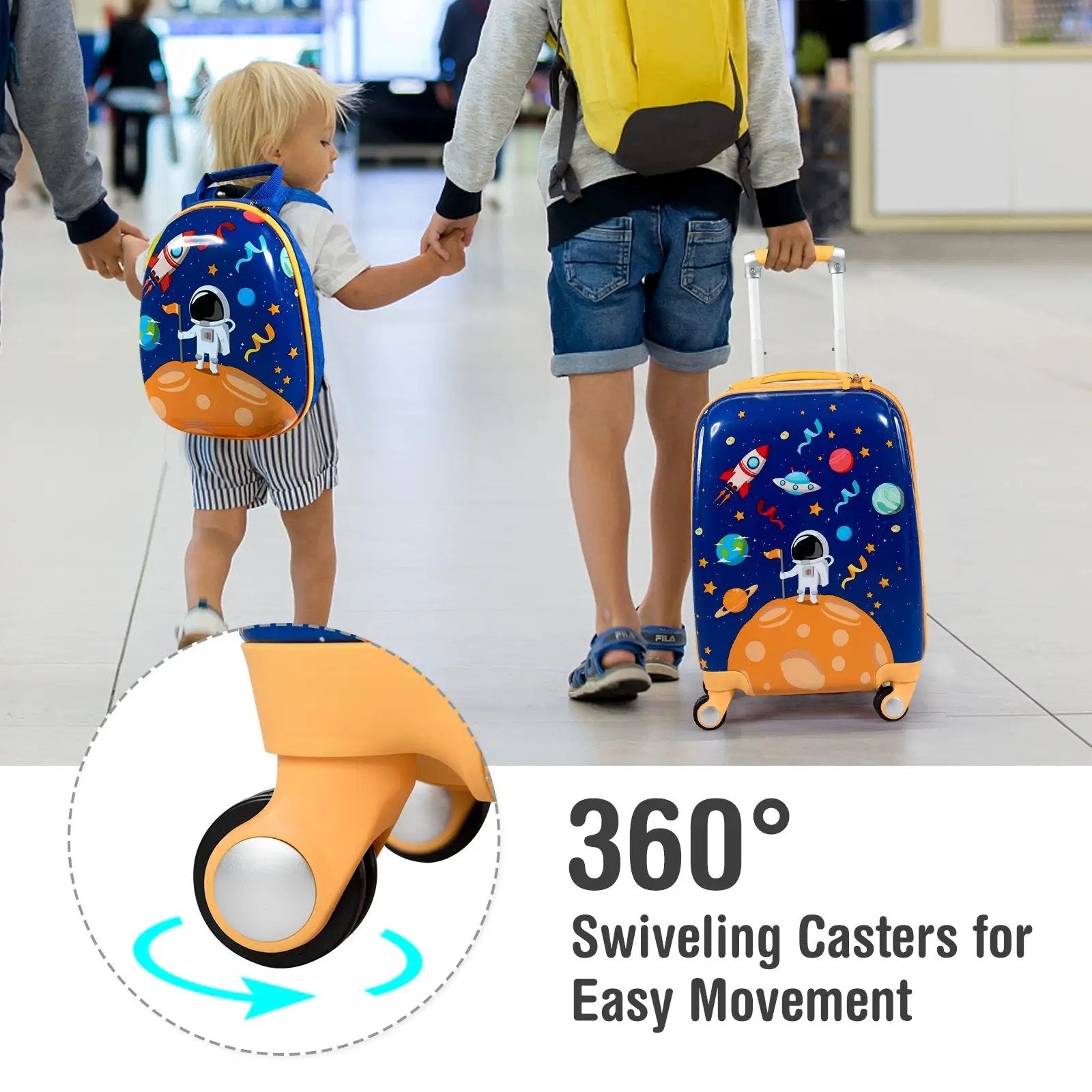 2PC Kids Luggage Set Rolling Suitcase & Backpack-Pink by DirectDeals