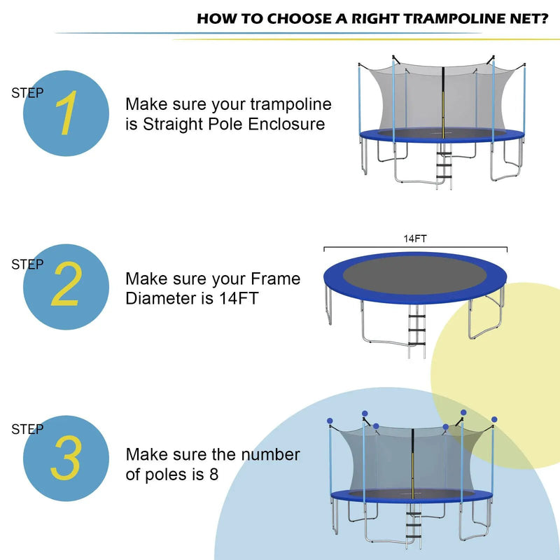 14Ft Replacement Weather-Resistant Trampoline Safety Enclosure Net by DirectDeals