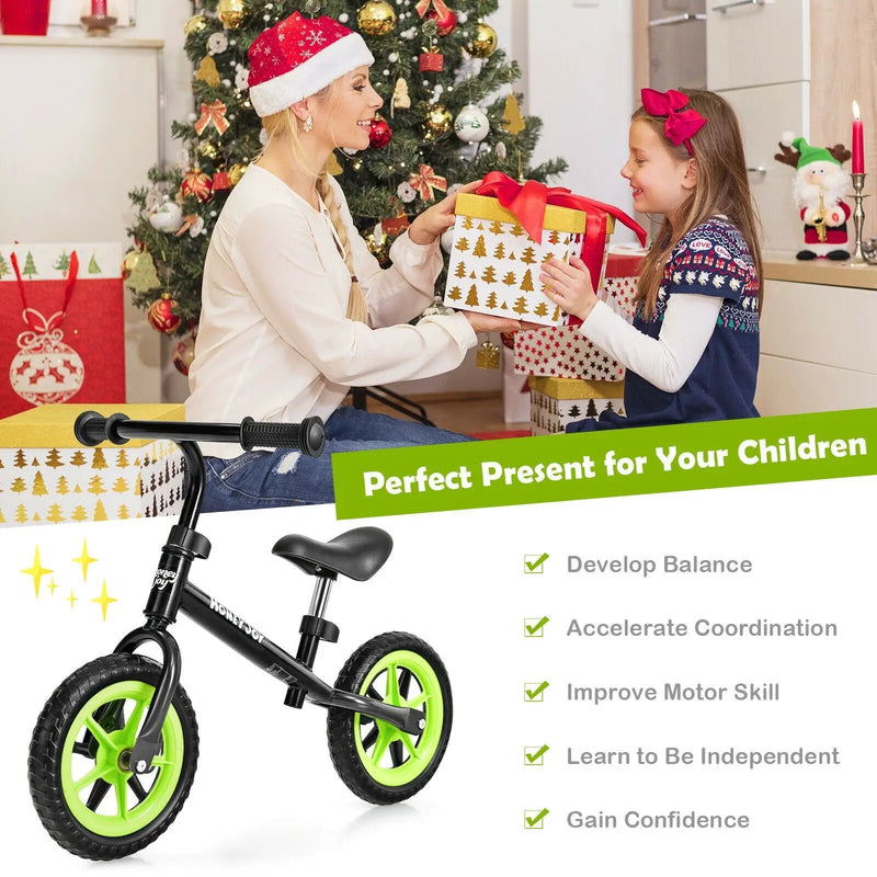 Kids No Pedal Balance Bike with Adjustable Handlebar and Seat-Black by DirectDeals