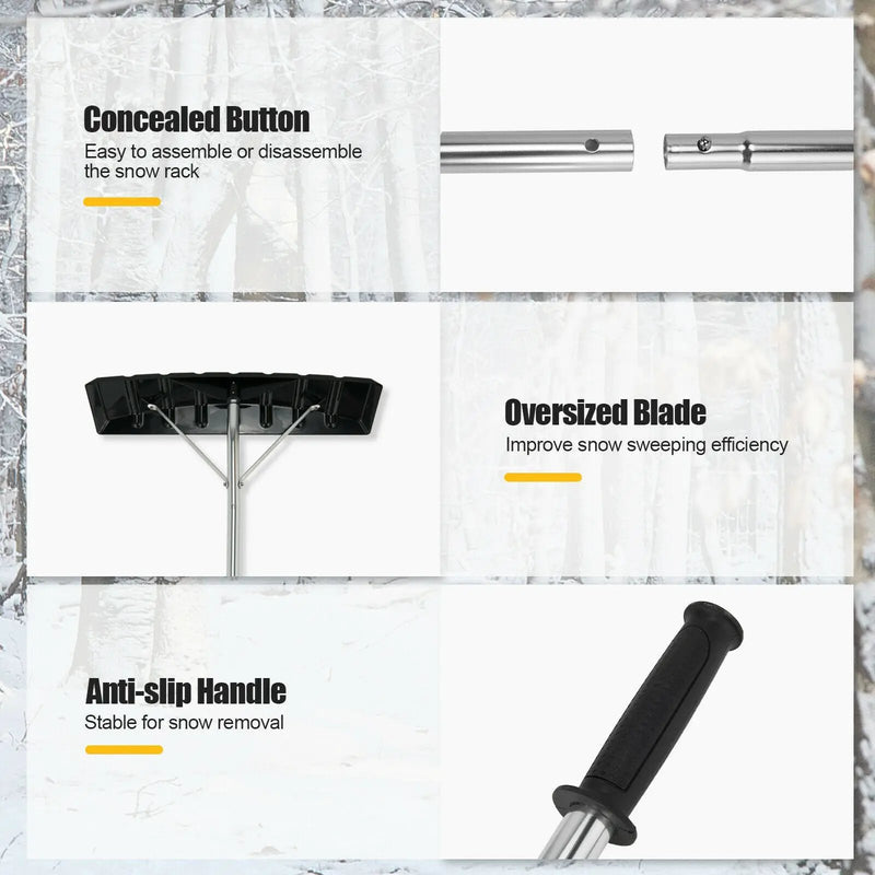 20 Feet Extendable Aluminum Snow Roof Rake with Anti-slip Handle by DirectDeals