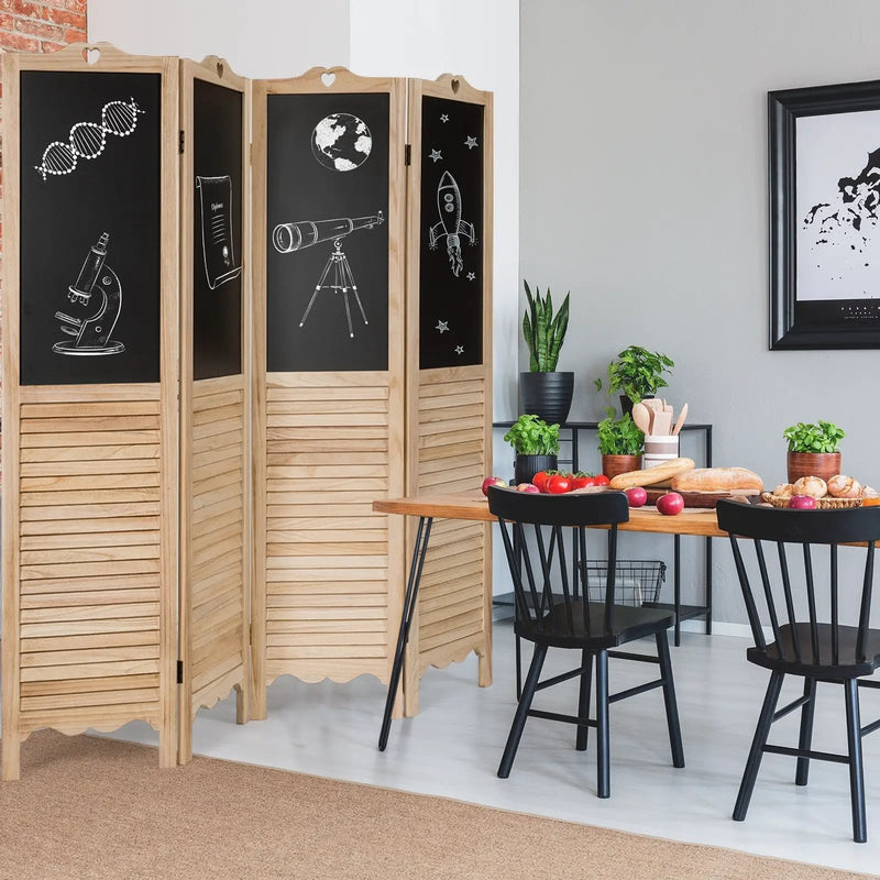 4-Panel Folding Privacy Room Divider Screen with Chalkboard by DirectDeals