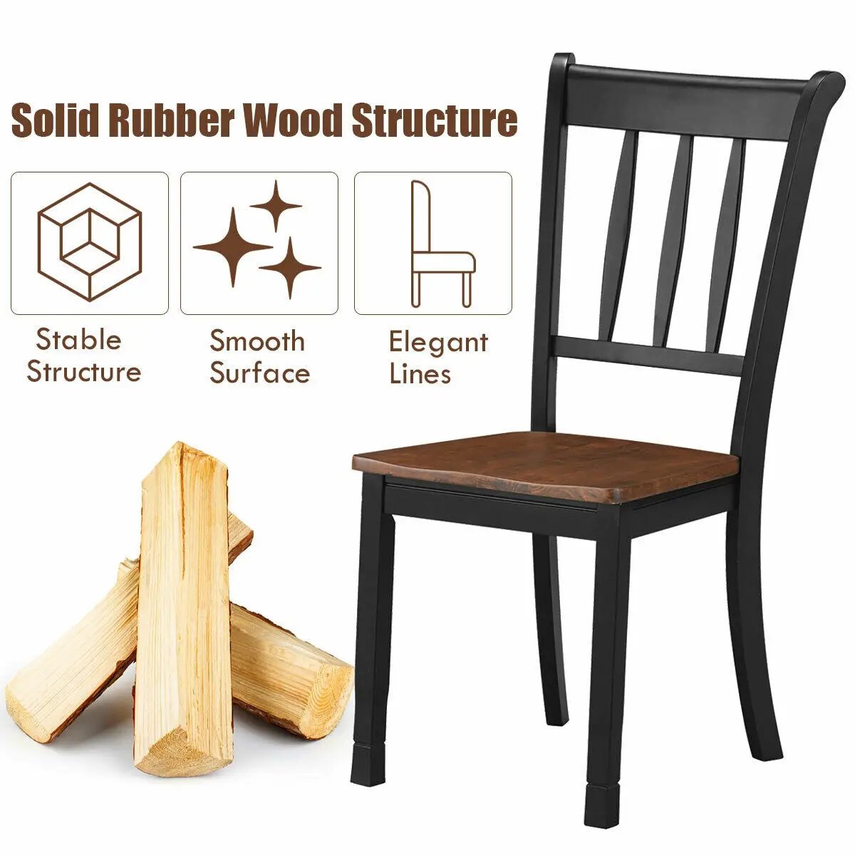 2 Pieces Solid Whitesburg Spindle Back Wood Dining Chairs by DirectDeals