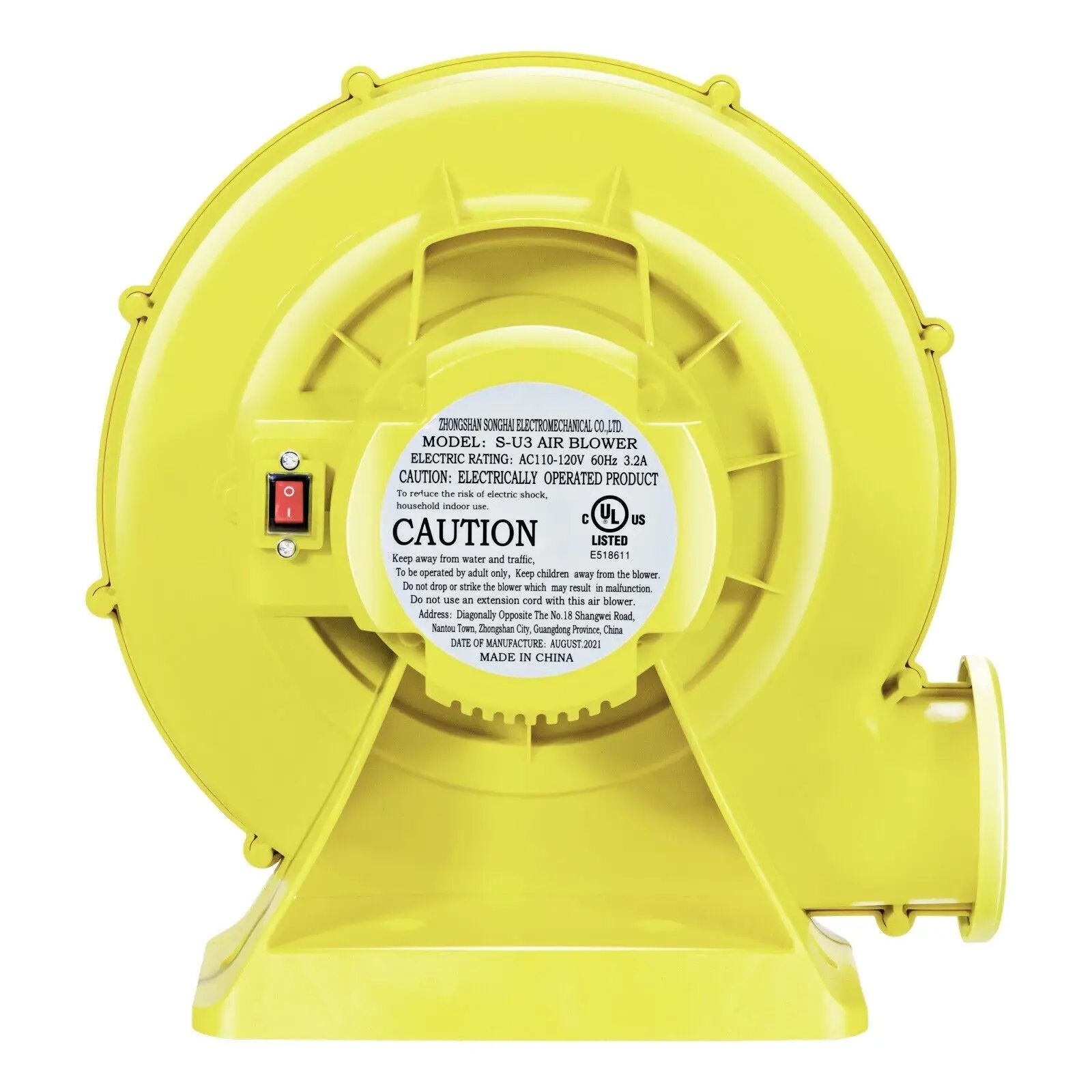 350 Watt 0.5 HP Air Blower Pump Fan for Inflatable Bounce House and Bouncy Castle-Yellow by DirectDeals
