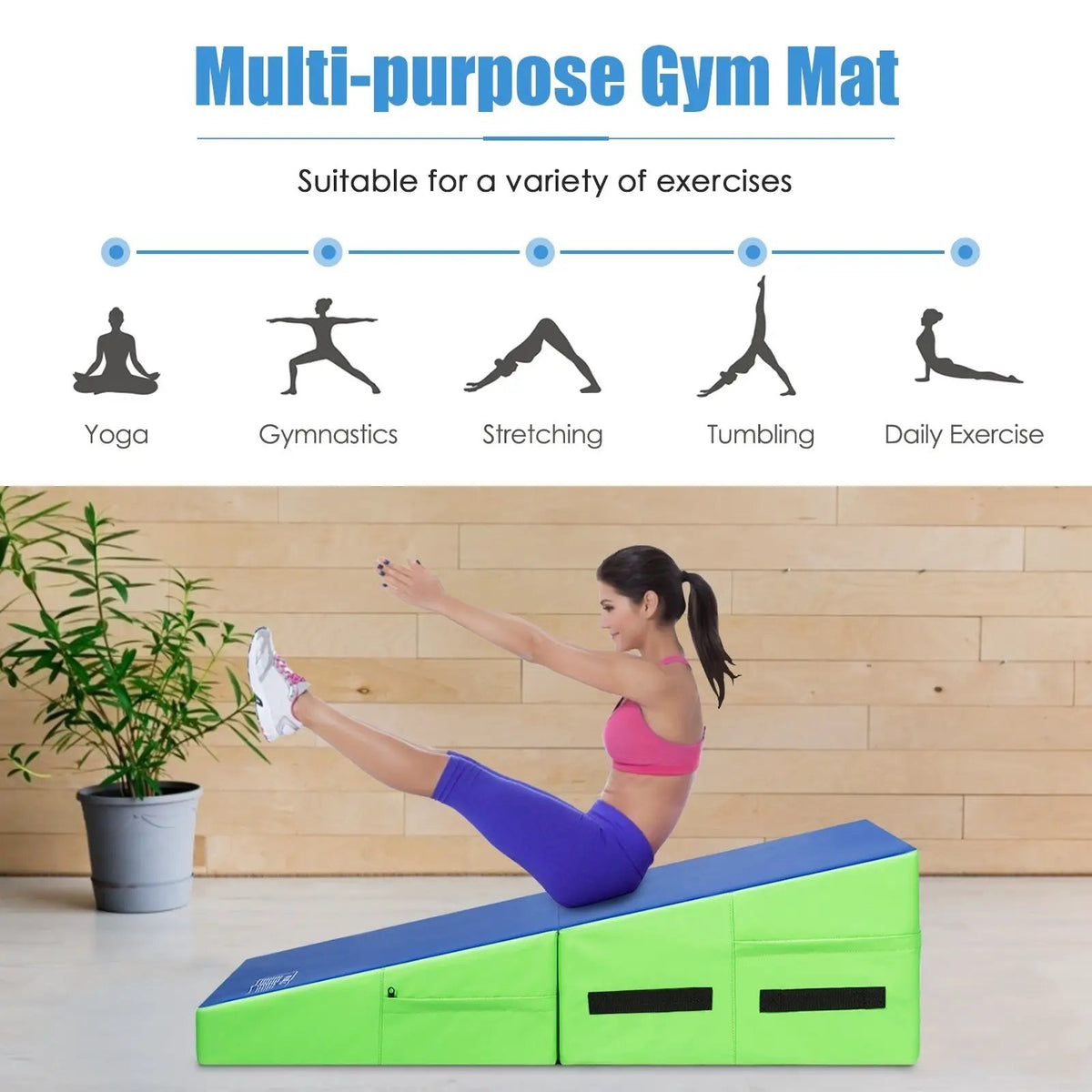 Folding Wedge Exercise Gymnastics Mat with Handles, photo 15 of 16