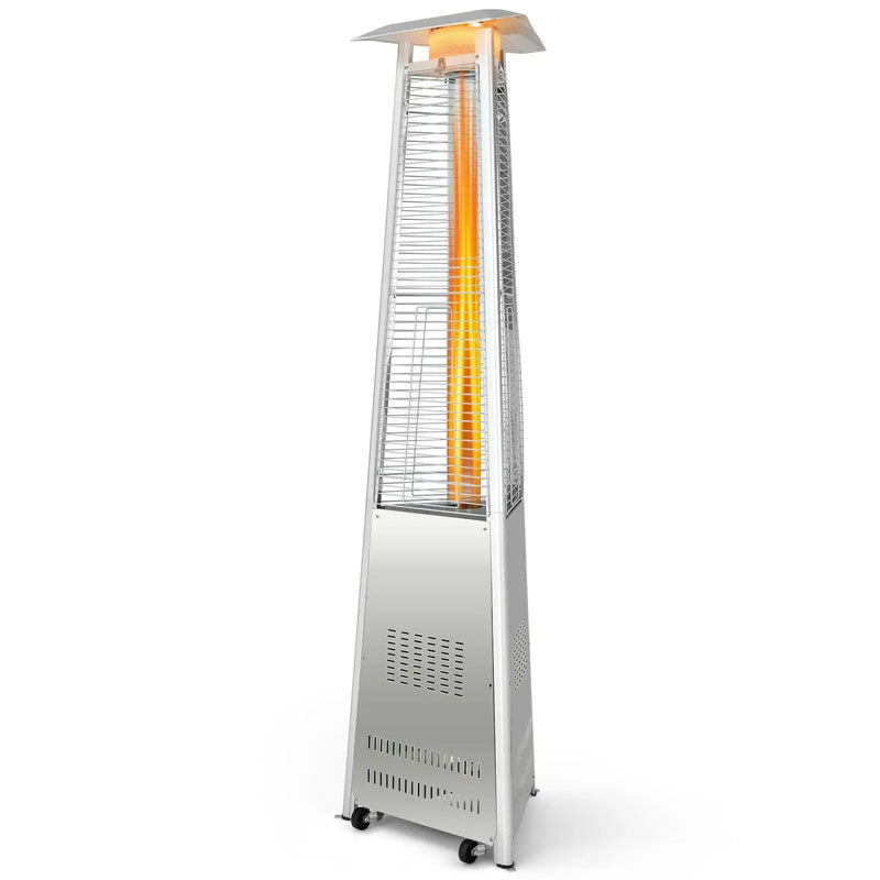 42 000 BTU Stainless Steel Pyramid Patio Heater With Wheels by DirectDeals