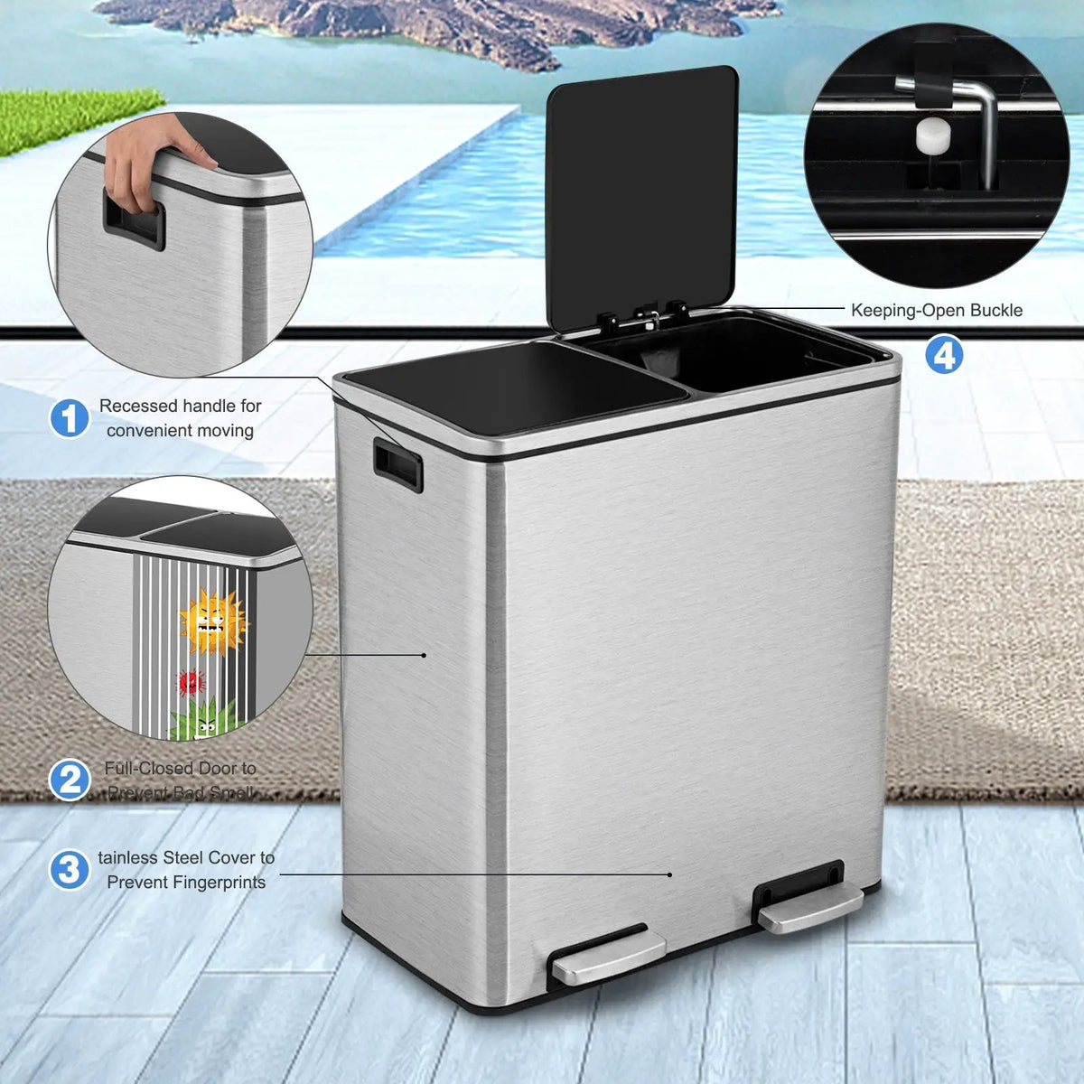 16 Gallon Dual Step Trash Can, photo 8 of 9