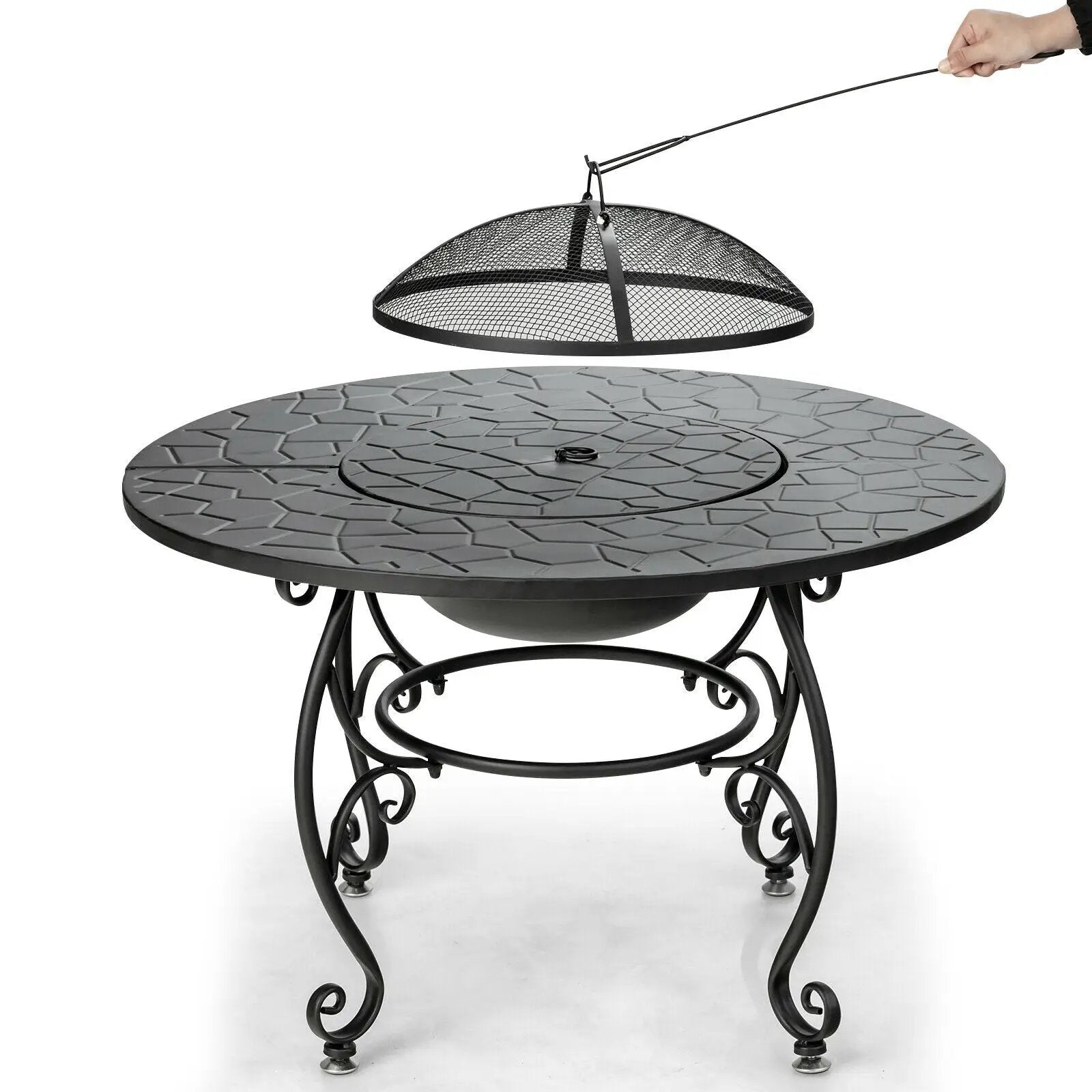 35.5 Feet Patio Fire Pit Dining Table With Cooking BBQ Grate by DirectDeals