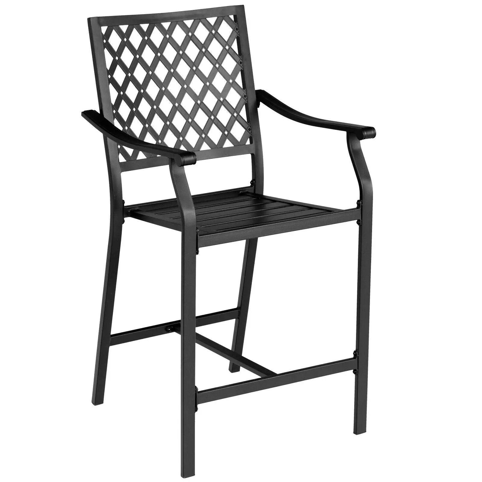 2 Pieces Patio Bar Stool with Height Cushion and Armrest by DirectDeals