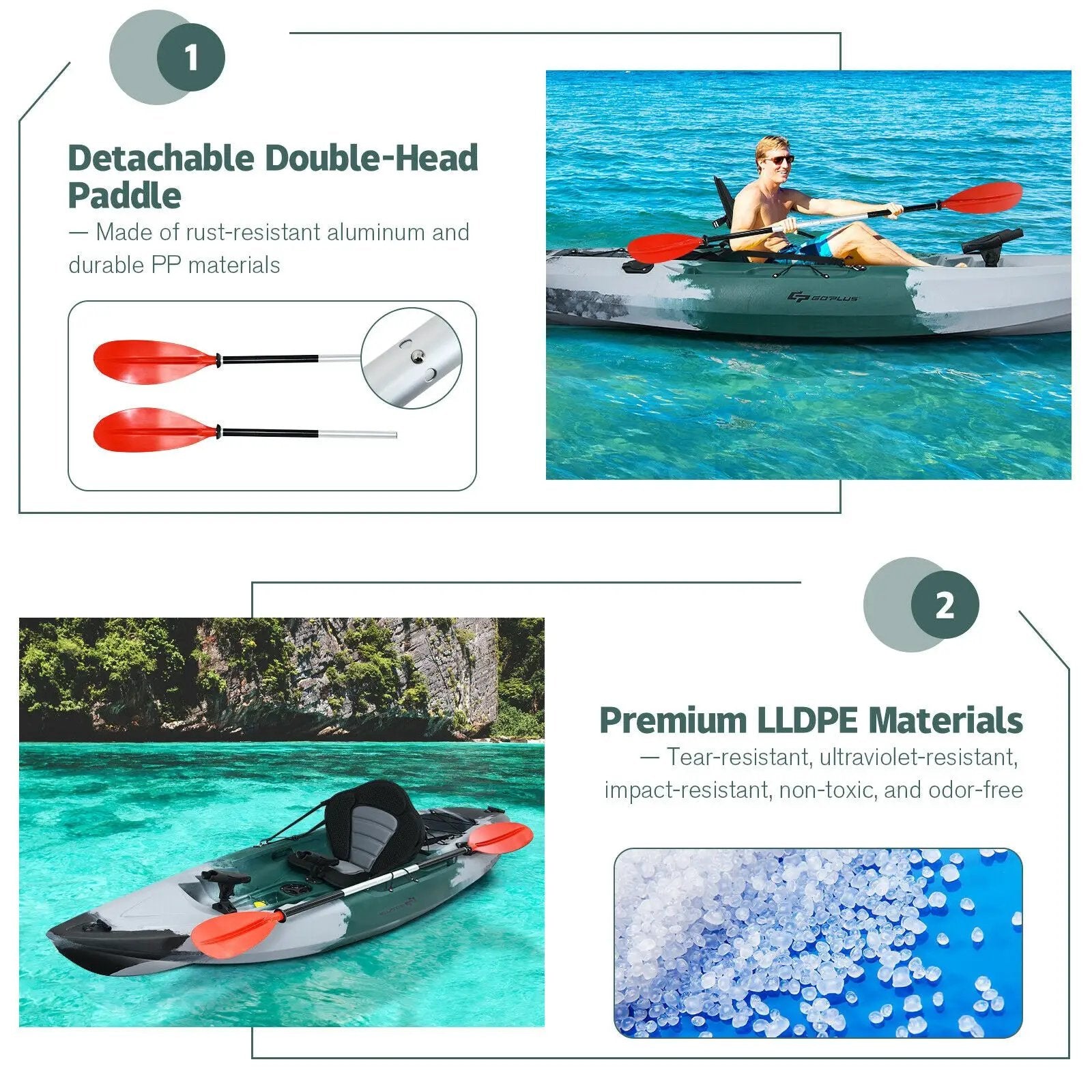 Sit-on-Top Fishing Kayak Boat With Fishing Rod Holders and Paddle-Gray by DirectDeals