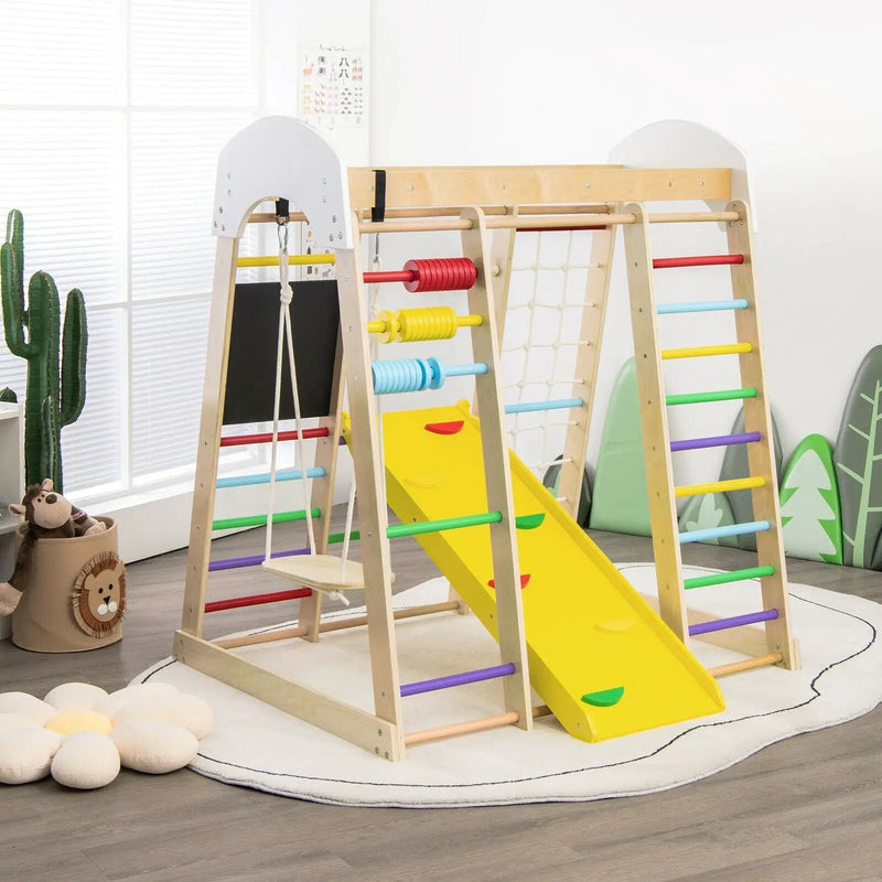 Indoor Playground Climbing Gym Wooden 8-in-1 Climber Playset for Children by DirectDeals
