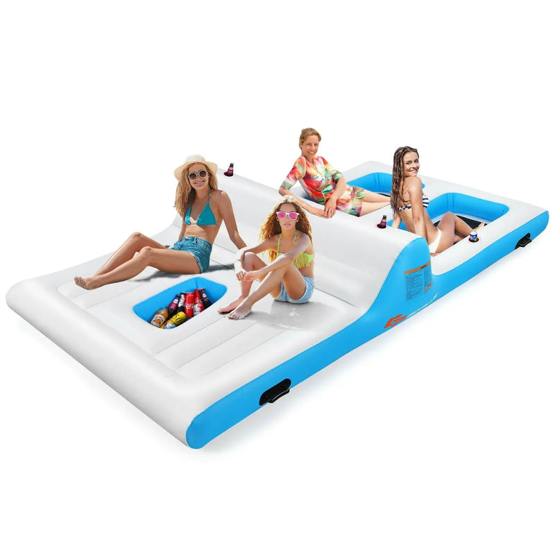 Floating 4 Person Inflatable Lounge Raft with 130W Electric Air-White by DirectDeals