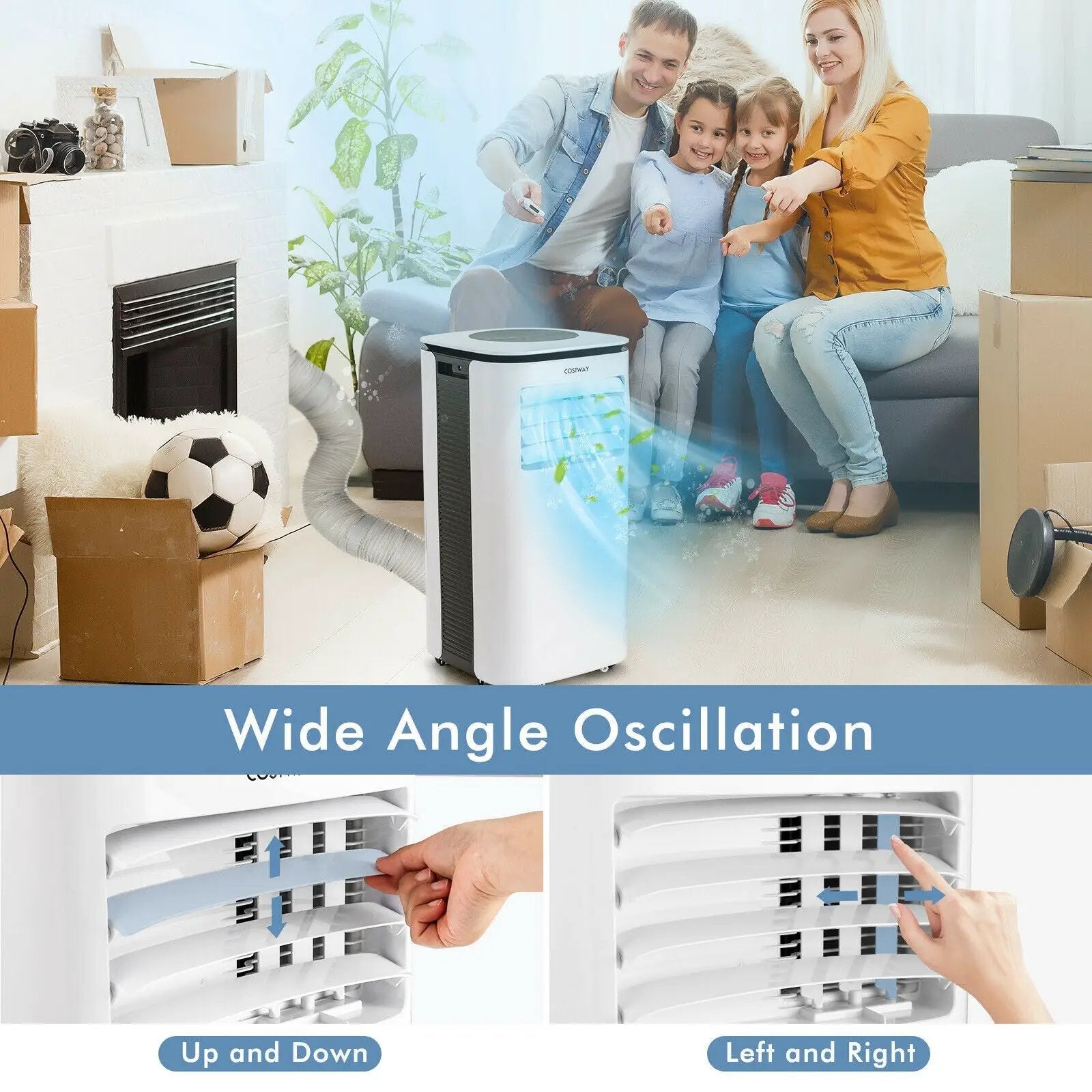 9000 BTU 3 in 1 Portable Air Conditioner with Fan and Dehumidifier-White by DirectDeals