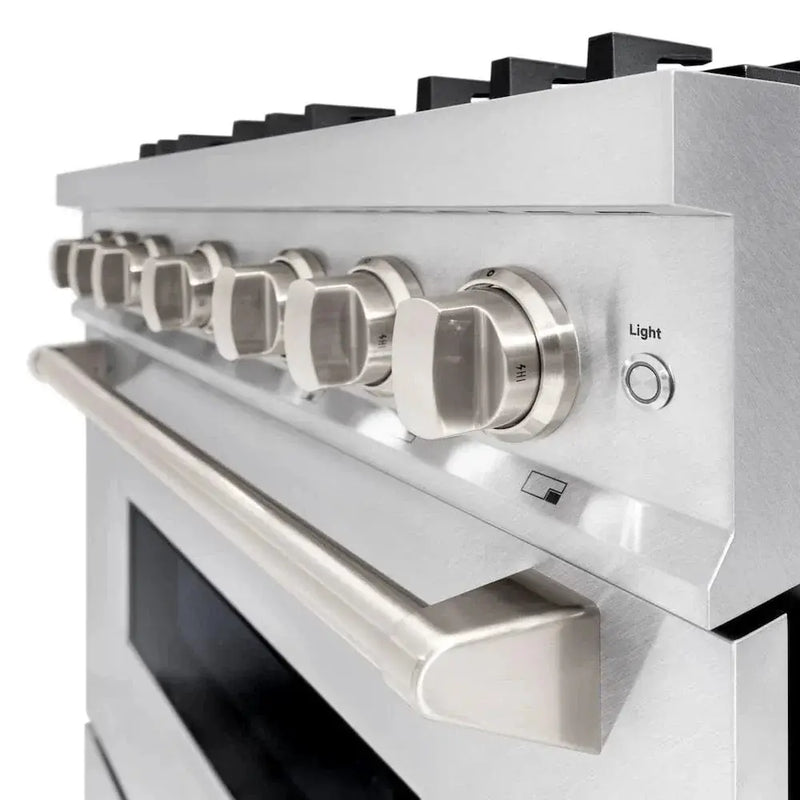 ZLINE 36" Dual Fuel Range, Gas Cooktop, Electric Convection Oven DuraSnow® Stainless Steel, CDRS-36 by Farmhouse Kitchen and Bath