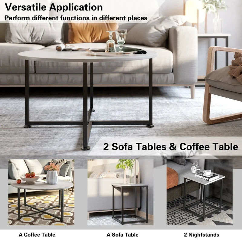 3-Piece Modern Faux Marble Coffee Table Set for Living Room by DirectDeals