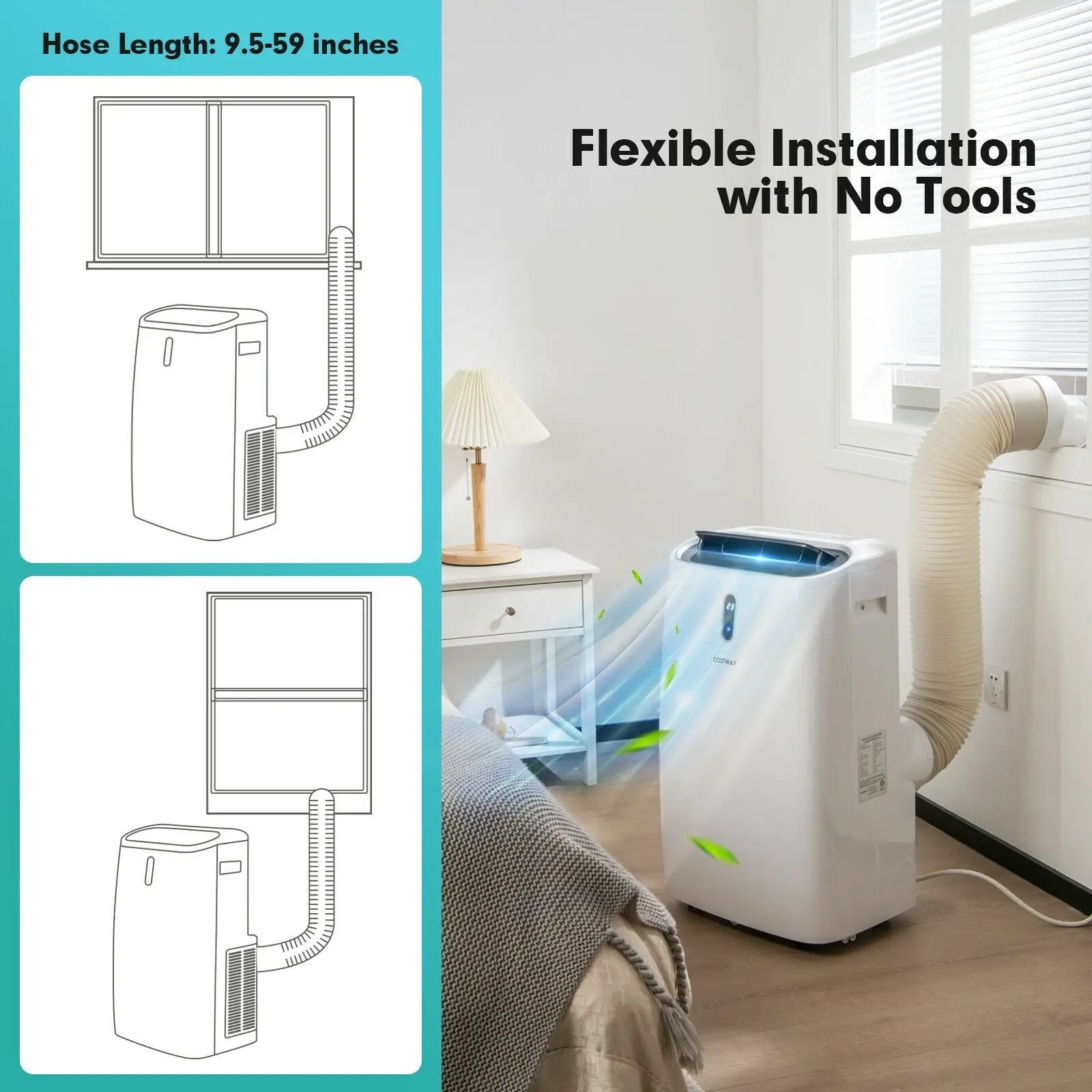 12000 BTU Portable 4-in-1 Air Conditioner with Smart Control-White by DirectDeals