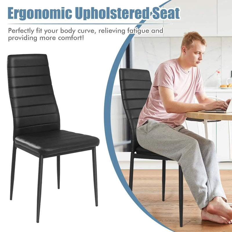 4 Pieces Modern Leather Dinning Chairs Set with Metal Frame by DirectDeals