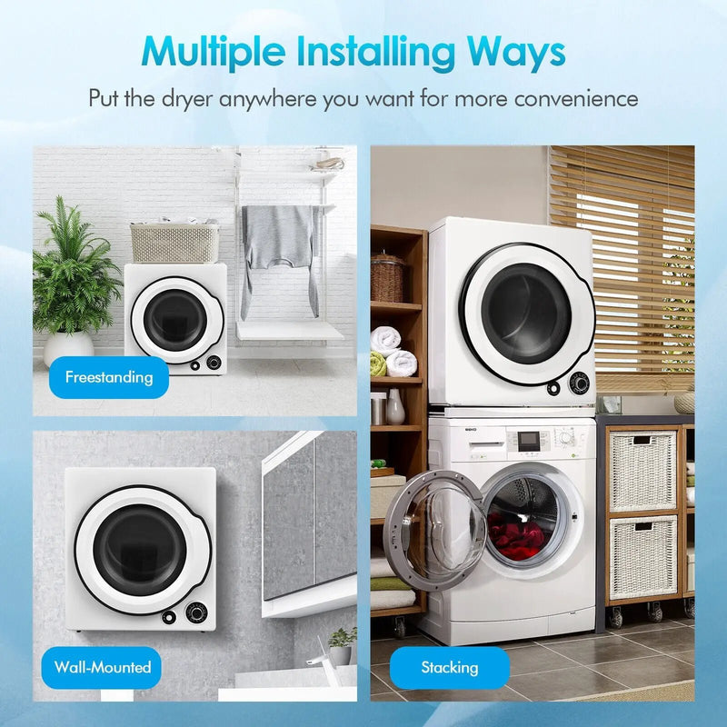 Compact Electric Tumble Laundry Dryer with Stainless Steel Tub-White by DirectDeals