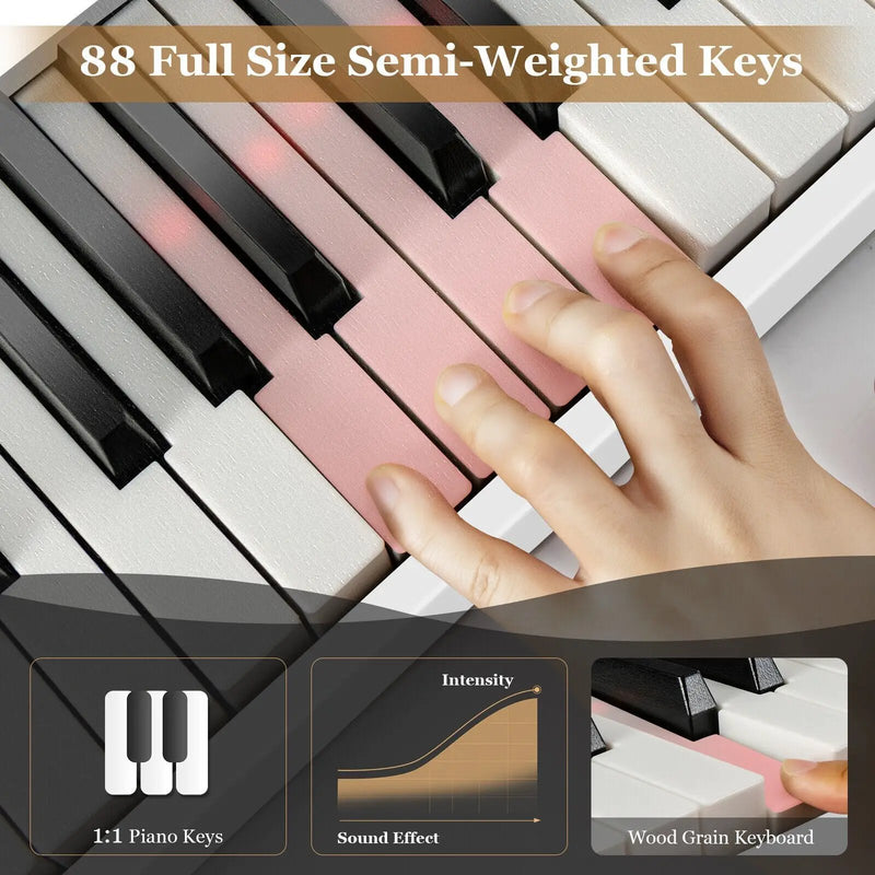88-Key Folding Electric Lighted Piano Full-Size Portable Keyboard MIDI by DirectDeals