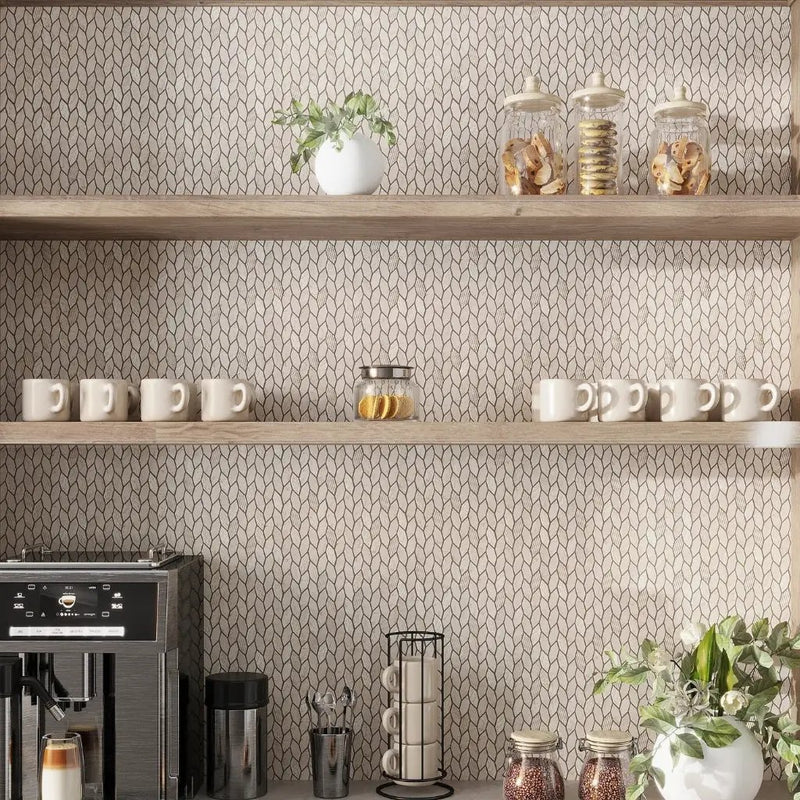 Beige 12x12 Etched Polished Crema Marfil Marble Mosaic Tile (5 pack, 4.92 sq ft/case) by Apollo Tile